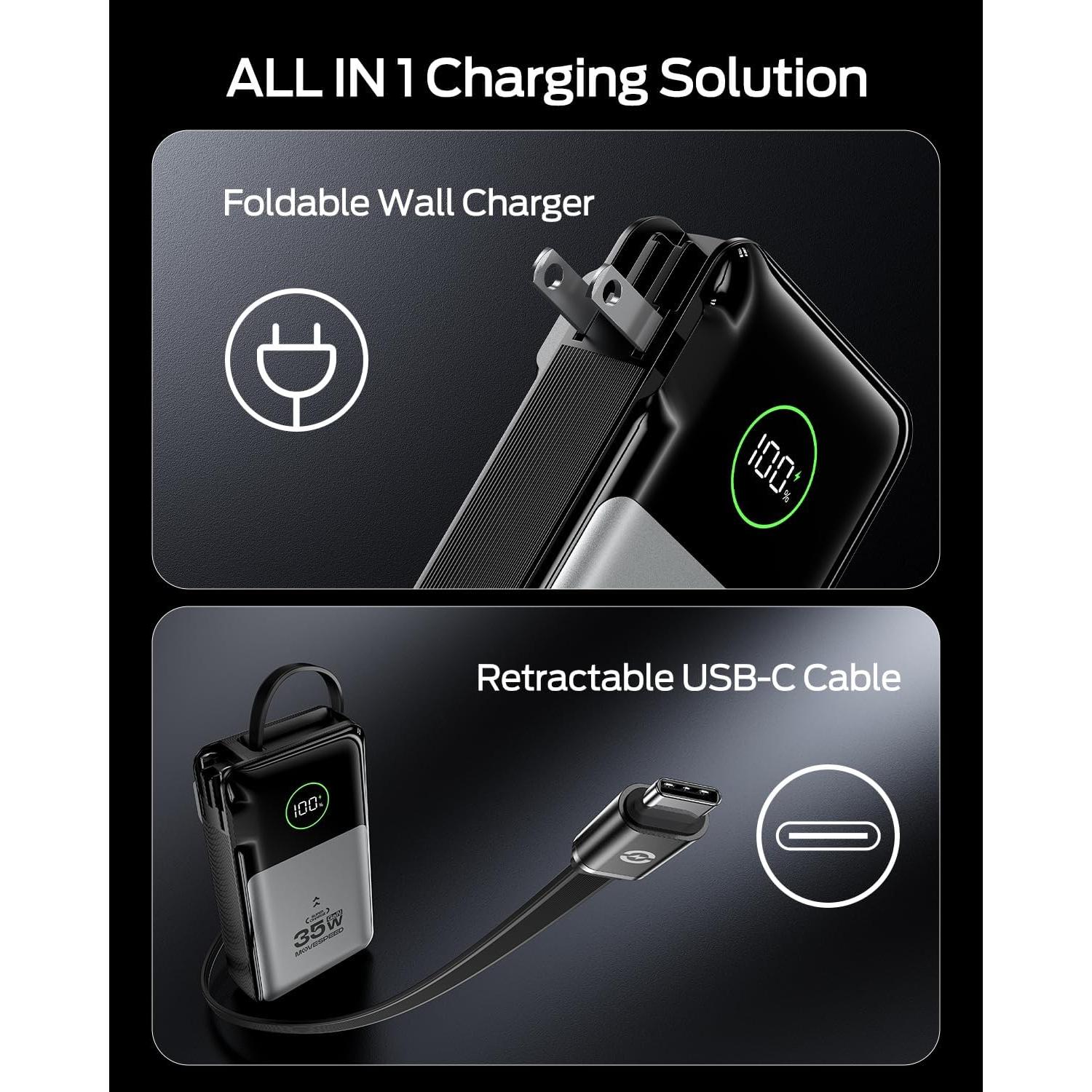 Cargador portátil 3 en 1 Move Speed 35W 10,000mAh USB-C