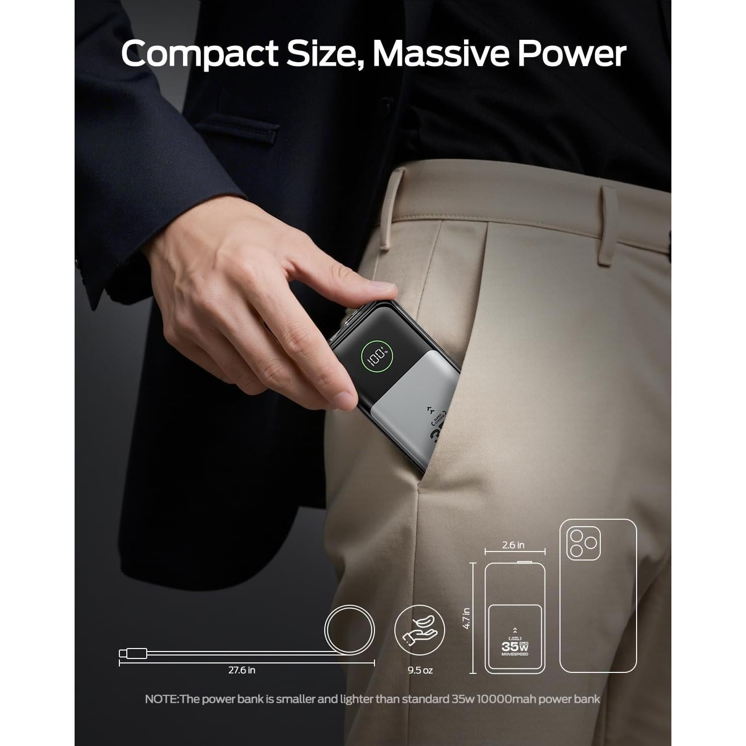 Cargador portátil 3 en 1 Move Speed 35W 10,000mAh USB-C