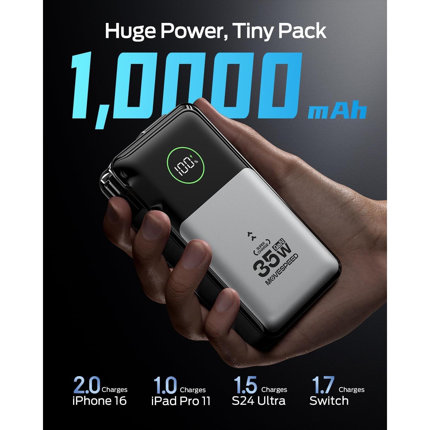 Cargador portátil 3 en 1 Move Speed 35W 10,000mAh USB-C