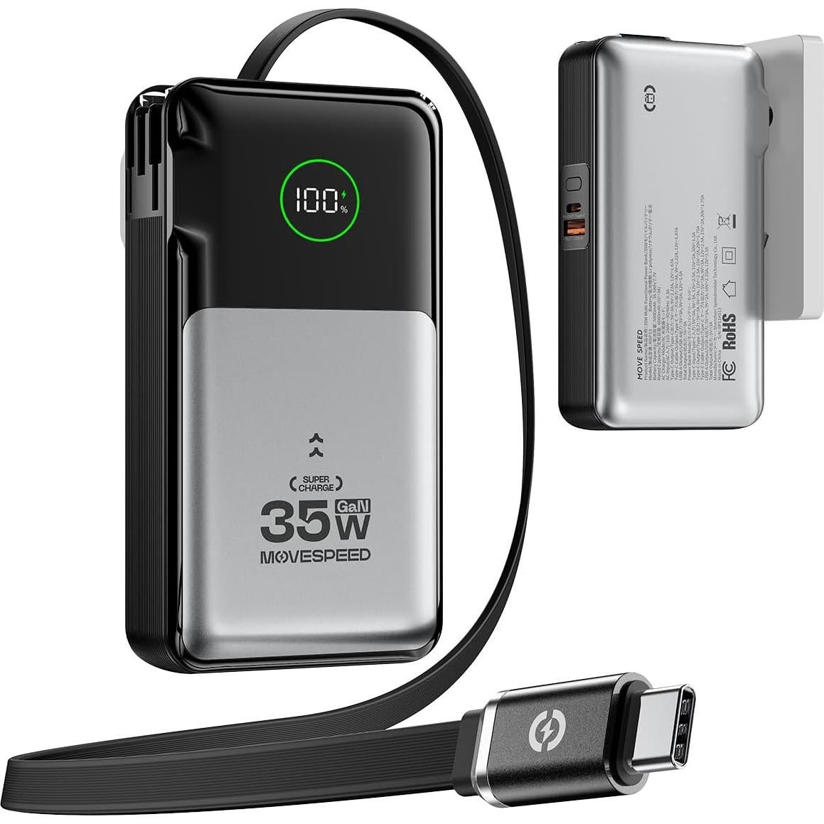 Cargador portátil 3 en 1 Move Speed 35W 10,000mAh USB-C