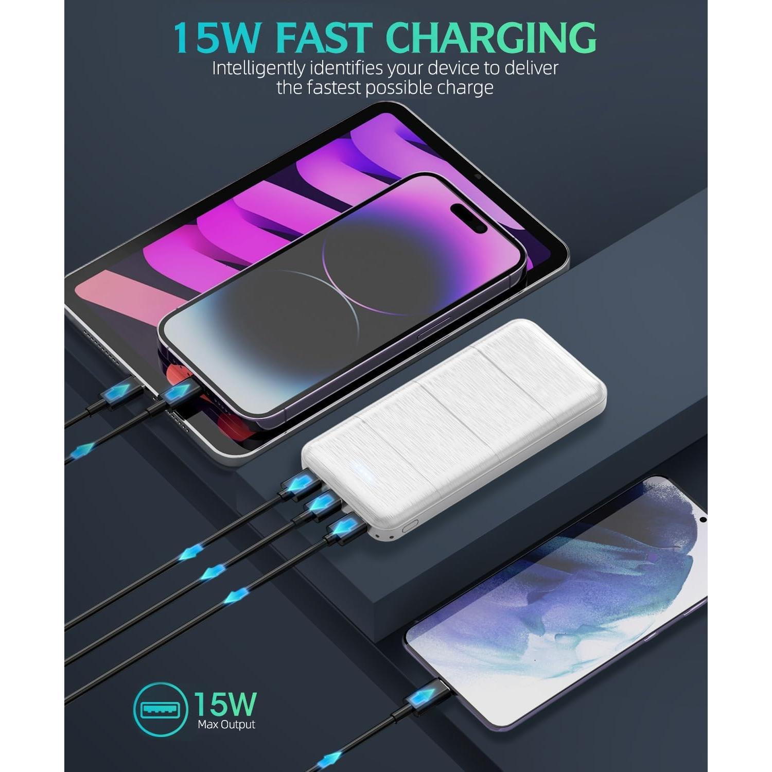 Cargador Portátil Batería Externa 15000mAh Doble USB Rápido