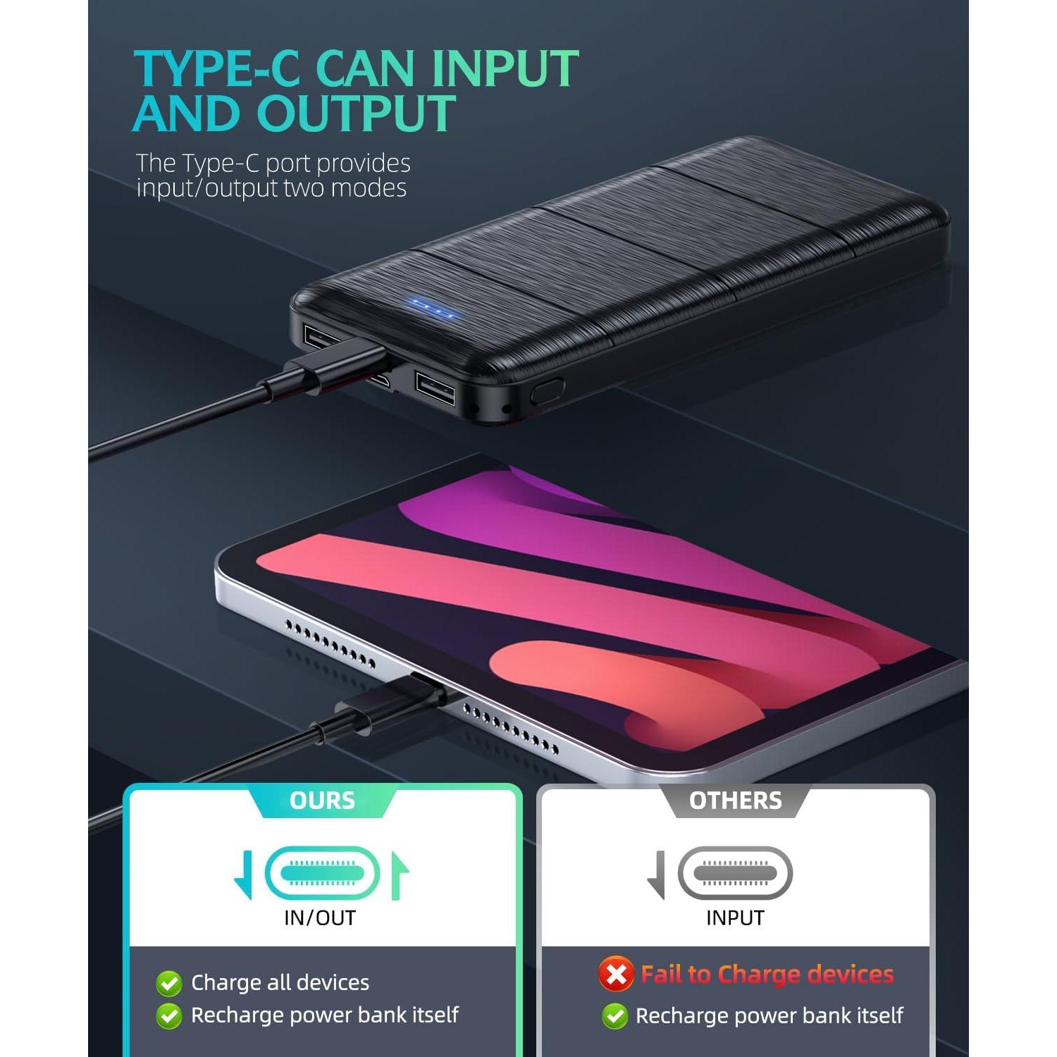Cargador Portátil Batería Externa 15000mAh Doble USB Rápido
