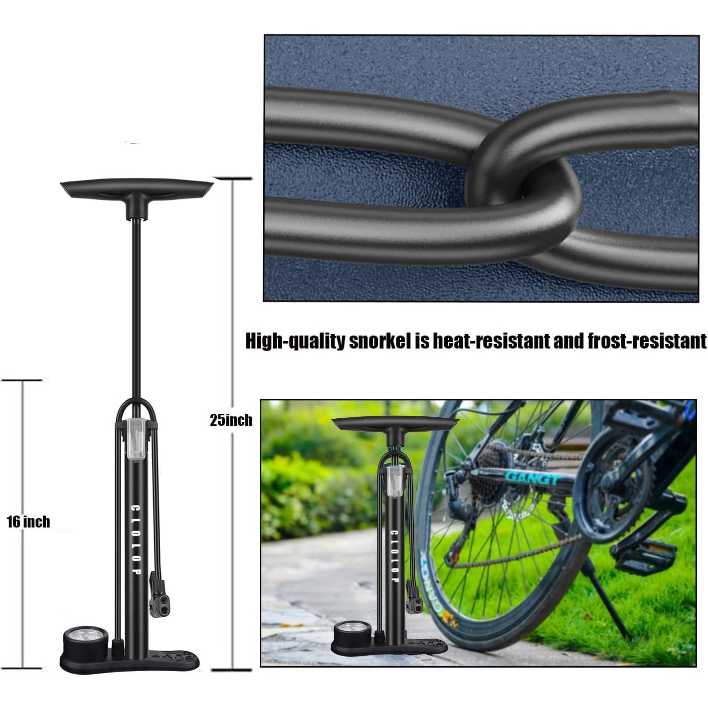 Bomba de Pie CLOLOP con Manómetro para Bicicleta y Pelotas