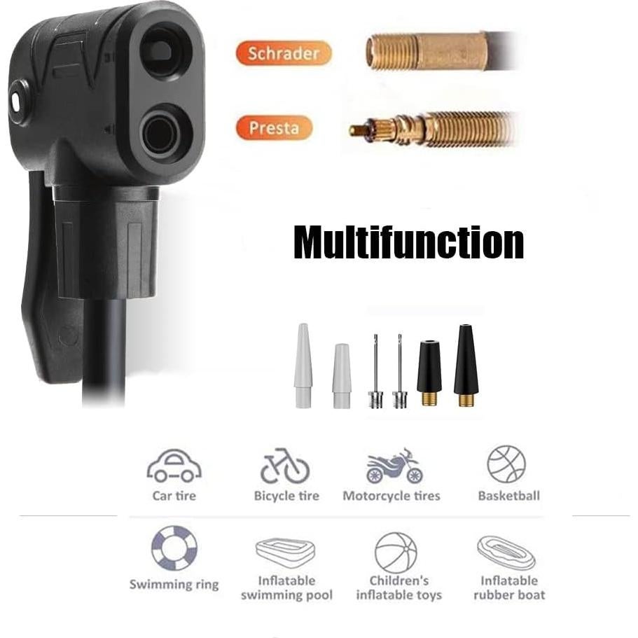 Bomba de Pie CLOLOP con Manómetro para Bicicleta y Pelotas