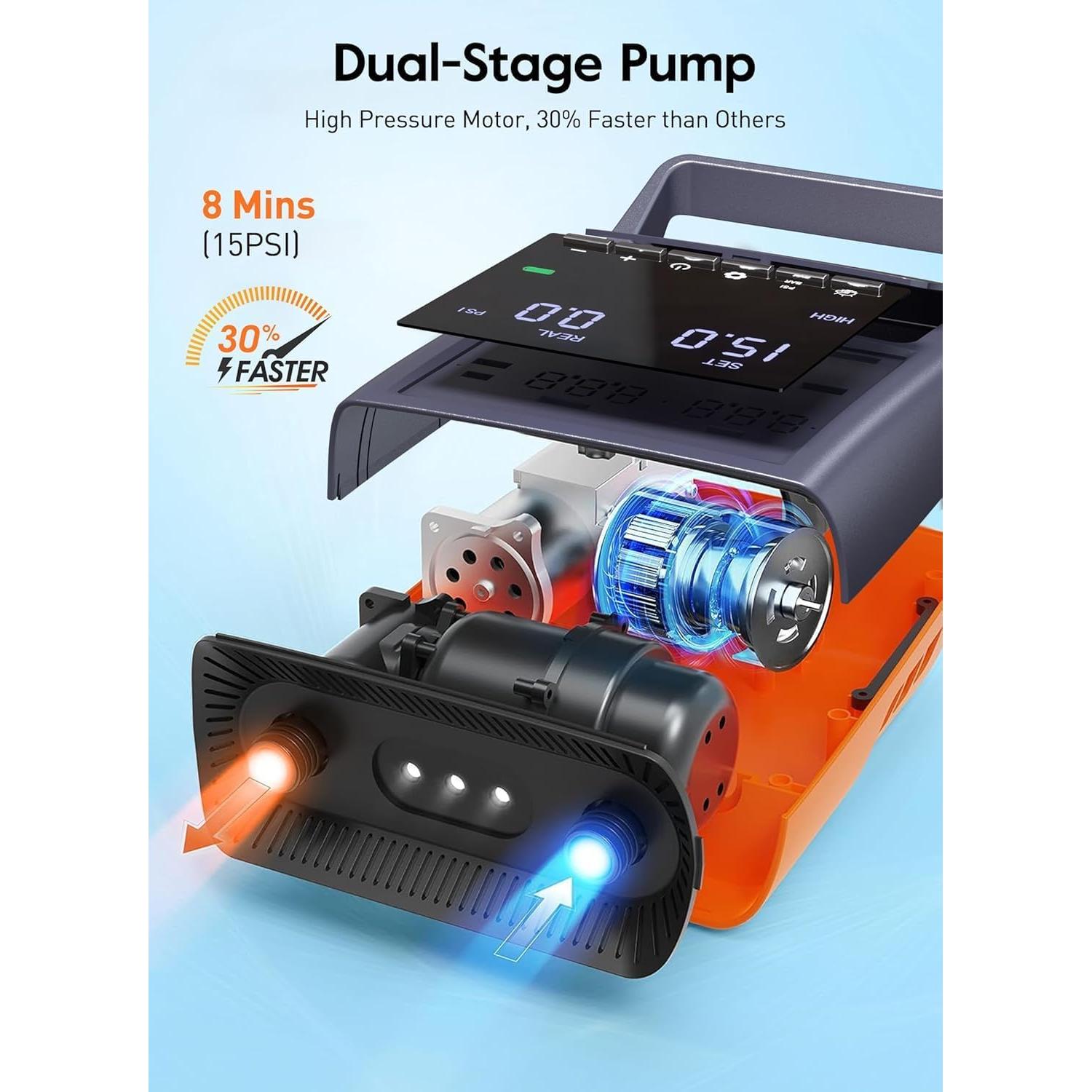 Bomba de Aire Recargable GiveBest DM2-2, 20 PSI, Doble Etapa