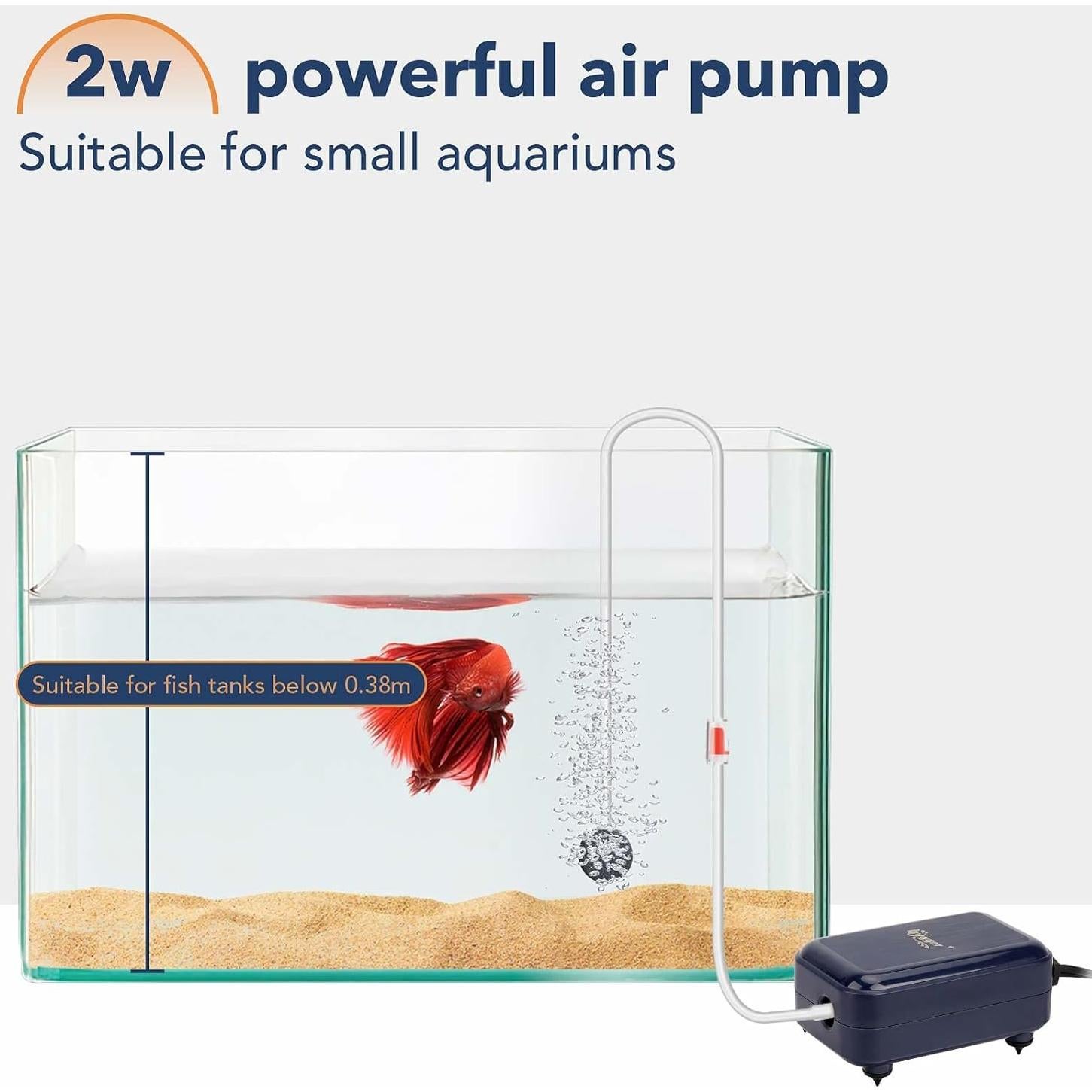 Bomba de aire para acuario Hygger 2W, silenciosa y compacta