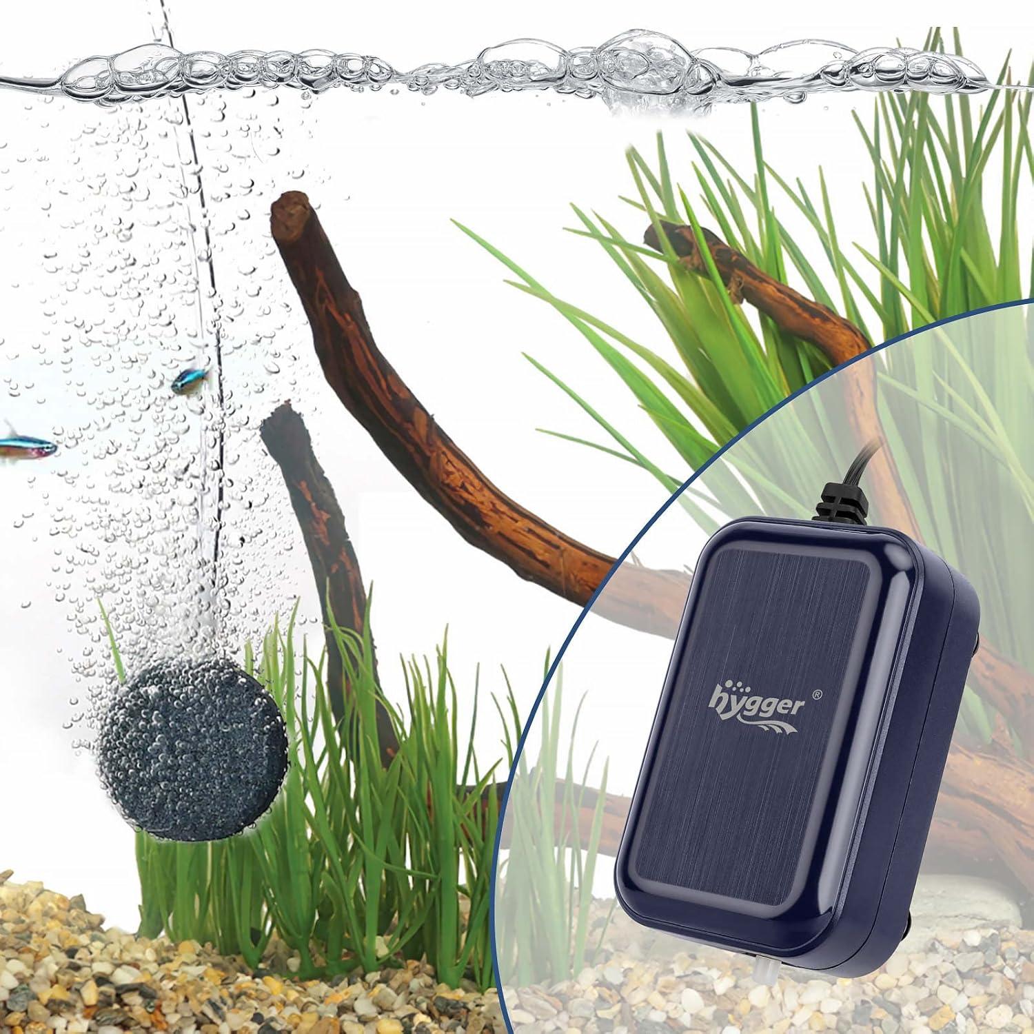 Bomba de aire para acuario Hygger 2W, silenciosa y compacta