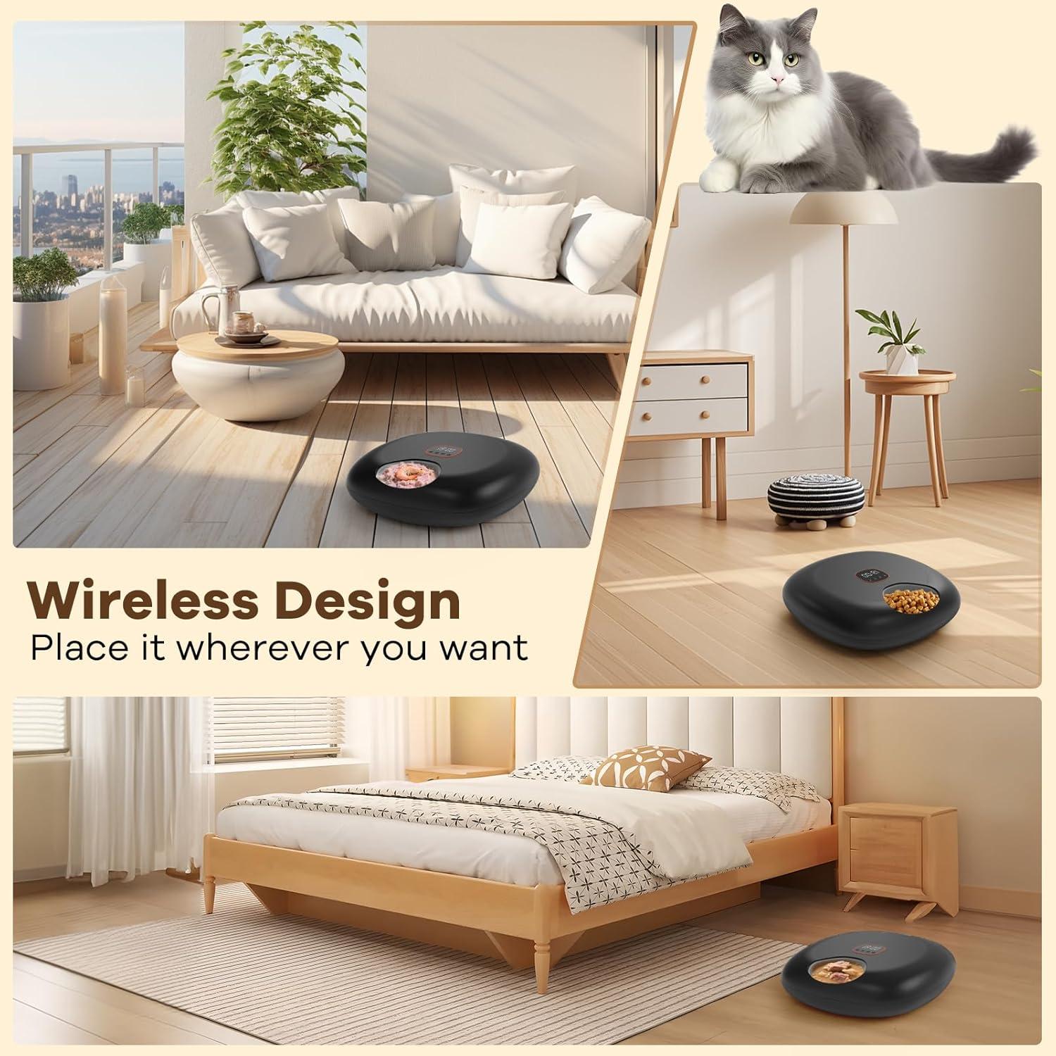 Dispensador Automático de Comida para Gatos Sharper Image Negro