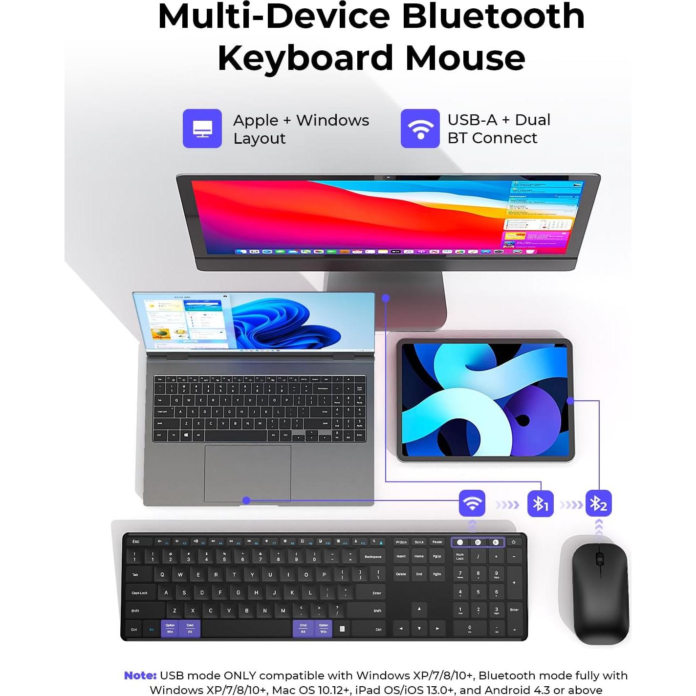 Combo Teclado y Ratón Inalámbrico Seenda SKM64-3 Negro