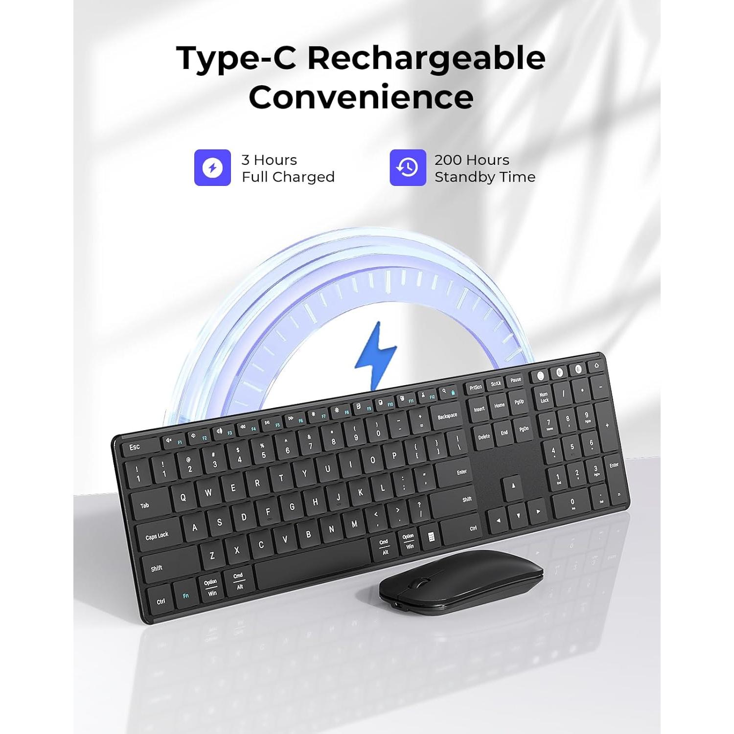 Combo Teclado y Ratón Inalámbrico Seenda SKM64-3 Negro