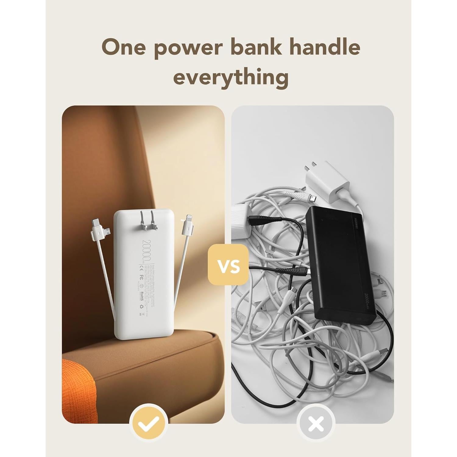 Cargador portátil Charmast 20000mAh USB C 20W carga rápida