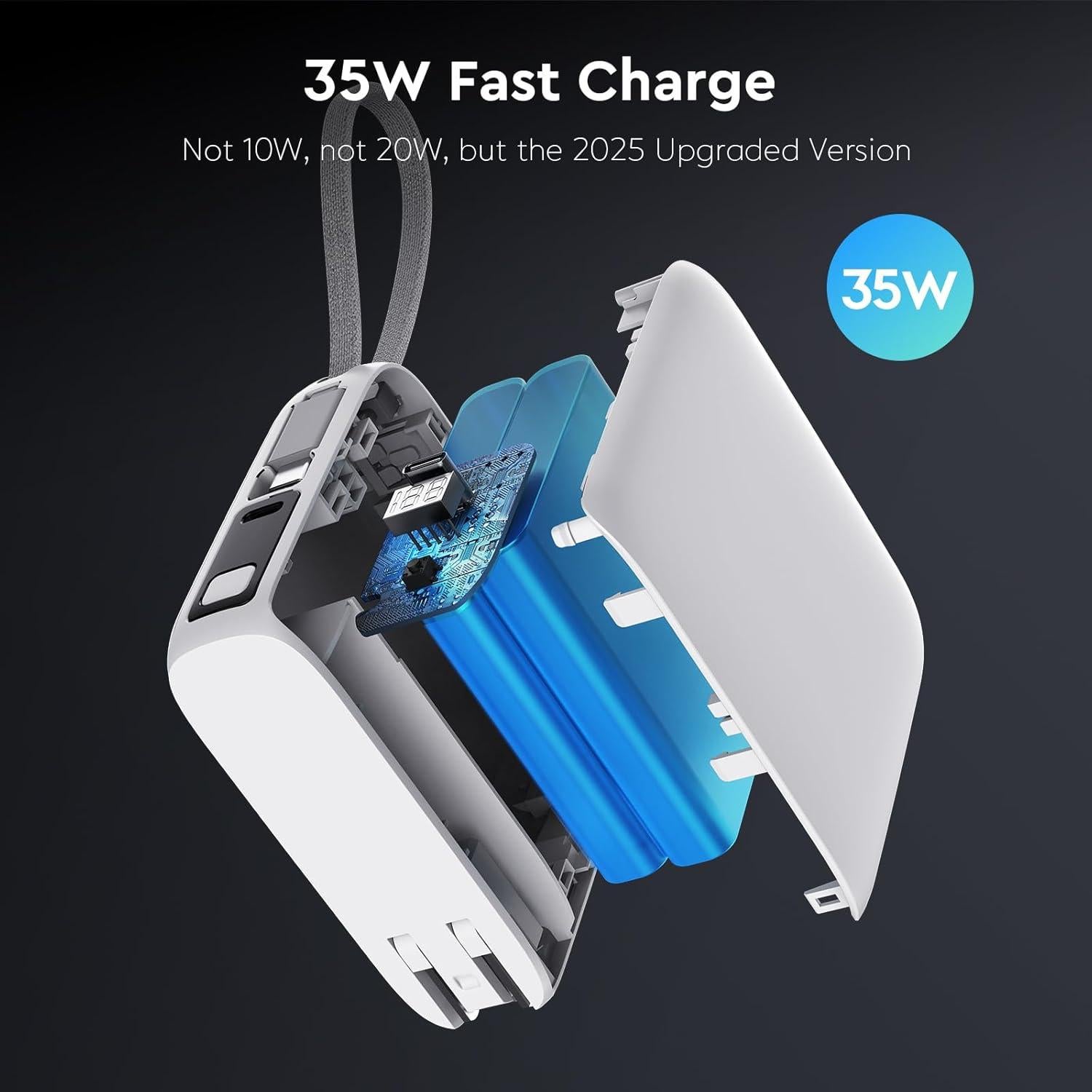 Cargador Portátil 35W con Enchufe de Pared 20000mAh Blanco