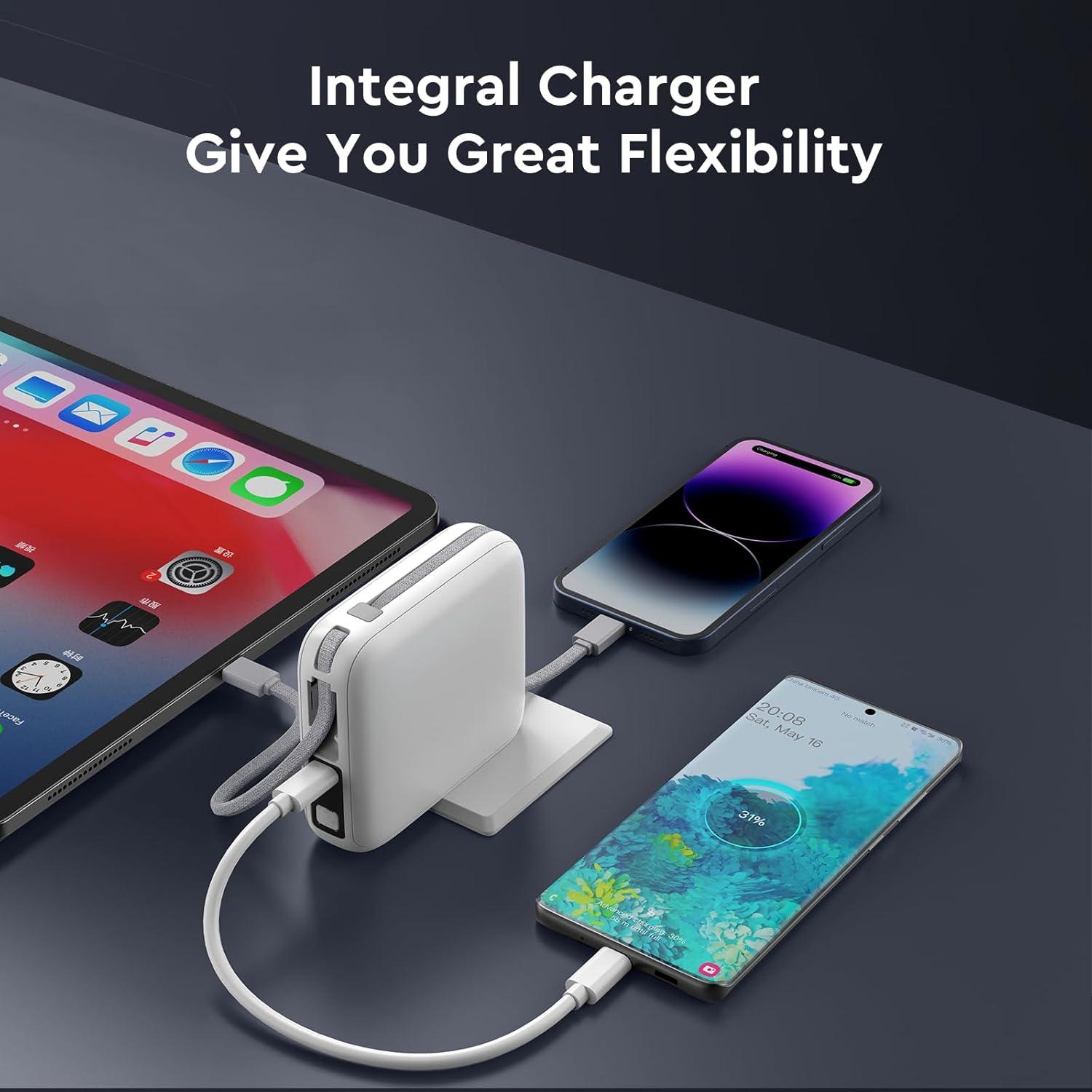 Cargador Portátil 35W con Enchufe de Pared 20000mAh Blanco