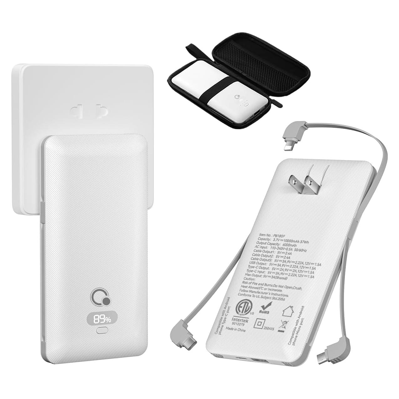 Cargador Portátil Brand Q 10000mAh con Enchufe AC y Carga Rápida