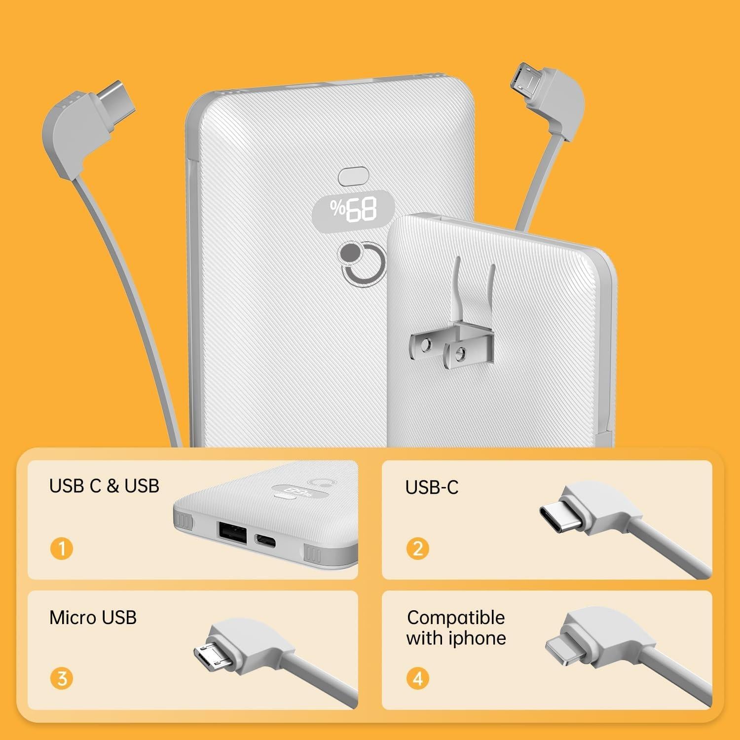 Cargador Portátil Brand Q 10000mAh con Enchufe AC y Carga Rápida