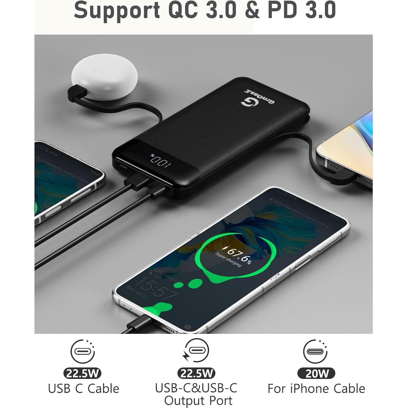 Batería Externa GrnOas.E 10000mAh Cargador Rápido 22.5W