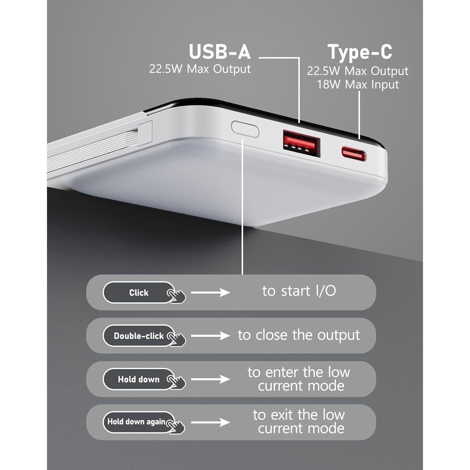 Batería Externa GrnOas.E 10000mAh Cargador Rápido 22.5W