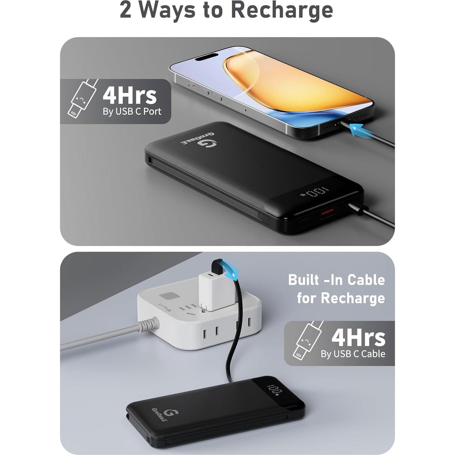 Batería Externa GrnOas.E 10000mAh Cargador Rápido 22.5W