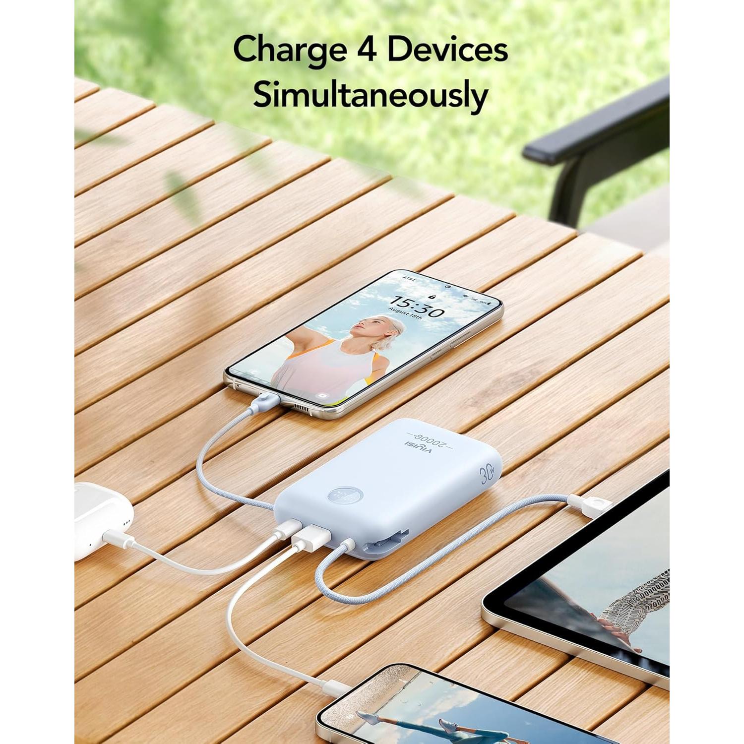 Cargador Portátil 20000mAh 30W Rápido USB-C y Lightning