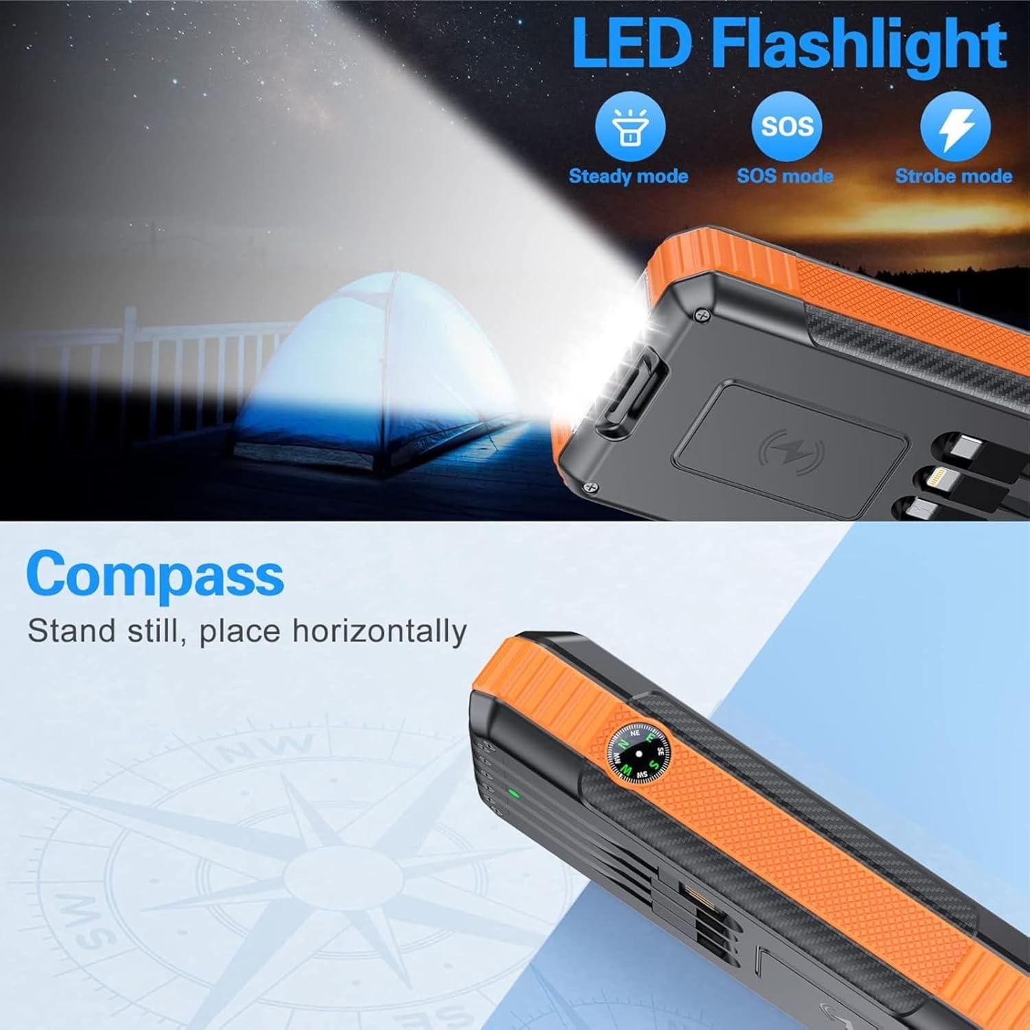 Cargador Solar Inalámbrico Power Bank 52800mAh 22.5W Naranja