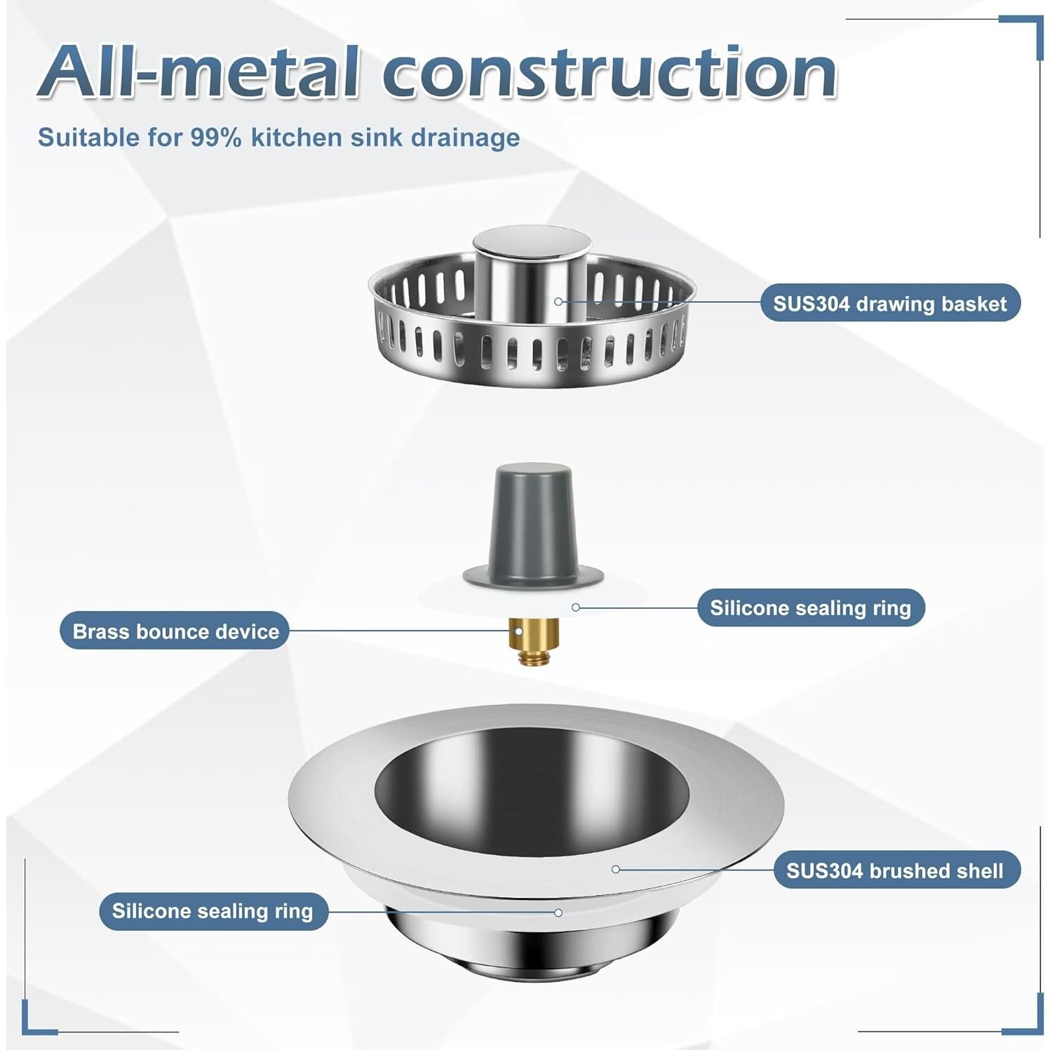Colador de desagüe 3 en 1 Buowinixi acero inoxidable 304