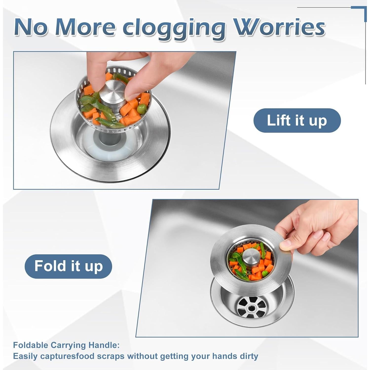 Colador de desagüe 3 en 1 Buowinixi acero inoxidable 304