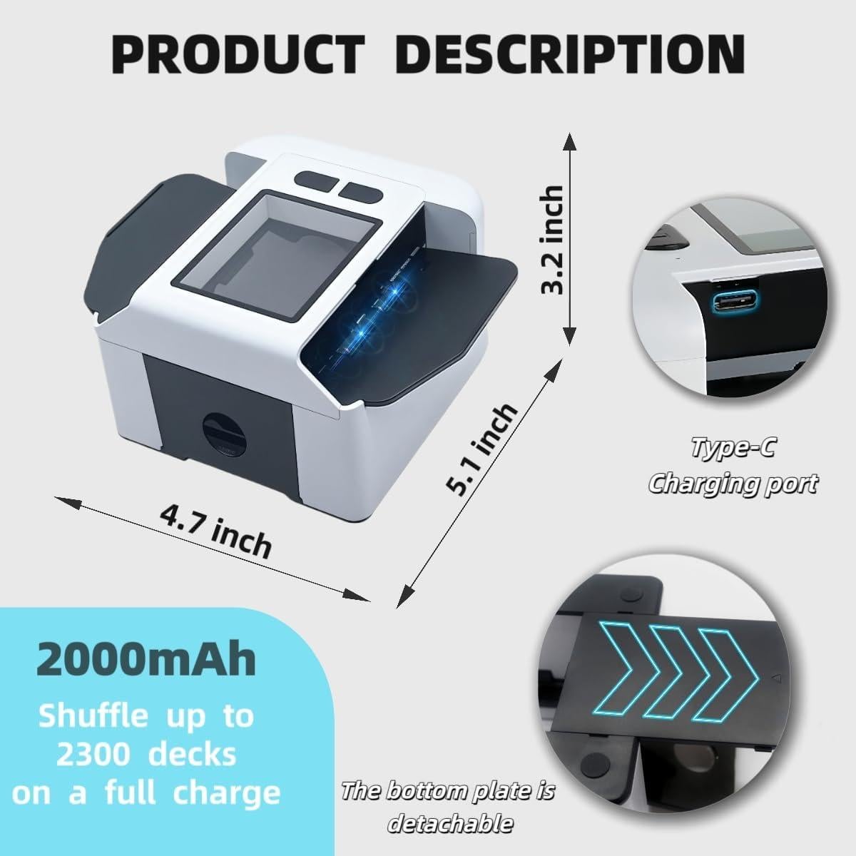 Barajador de Cartas Automático Kuawmty KW-1 Carga Tipo-C