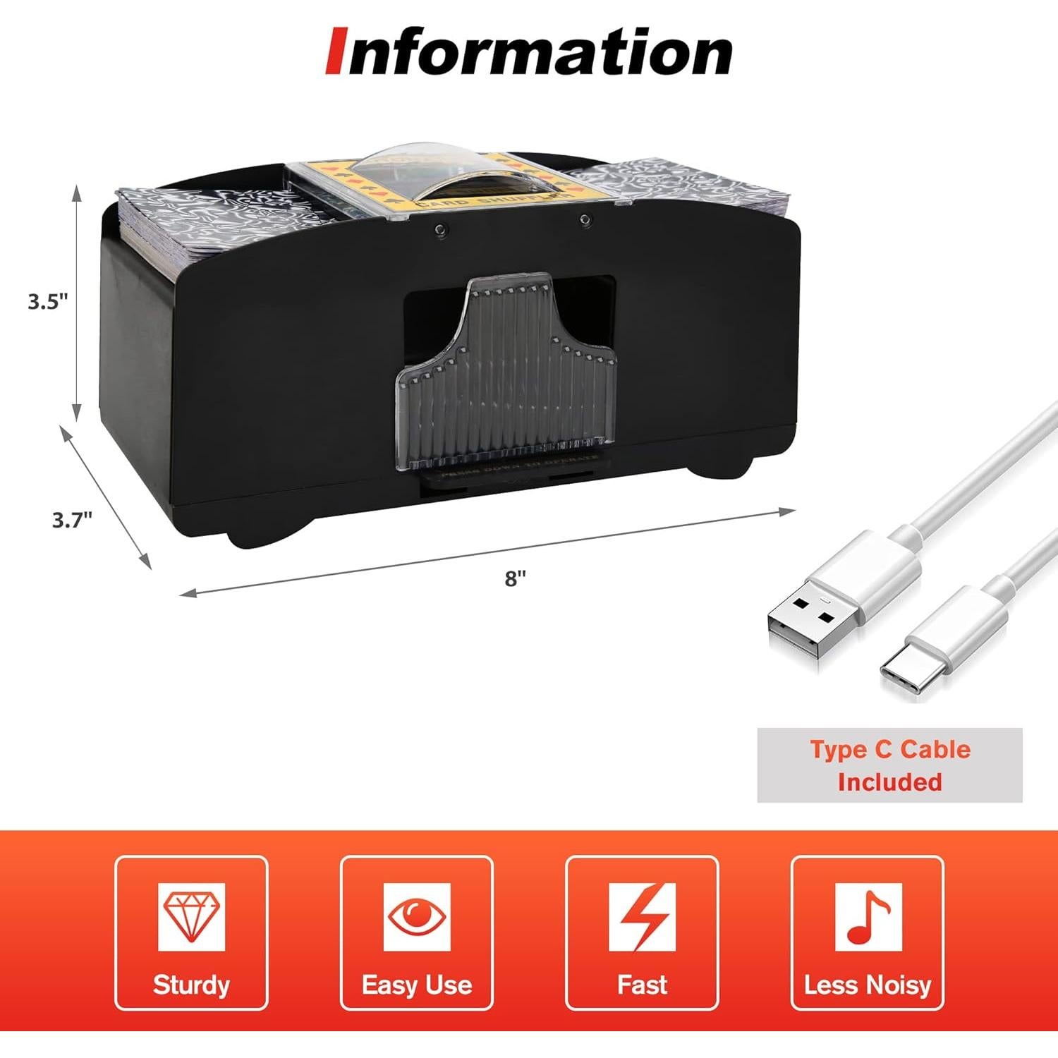 Barajador Eléctrico de Cartas FONBEAR 2 Barajas USB - Ideal para Juegos