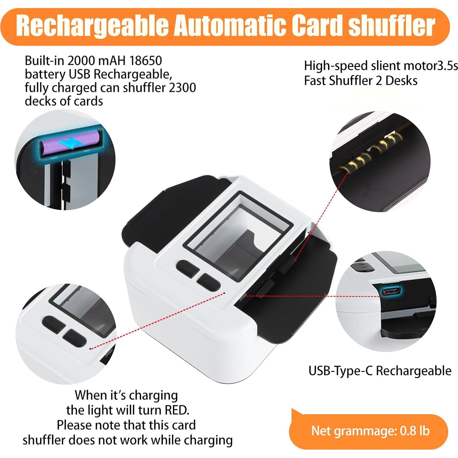 Barajador de Cartas Automático Veroral, Recargable y Silencioso