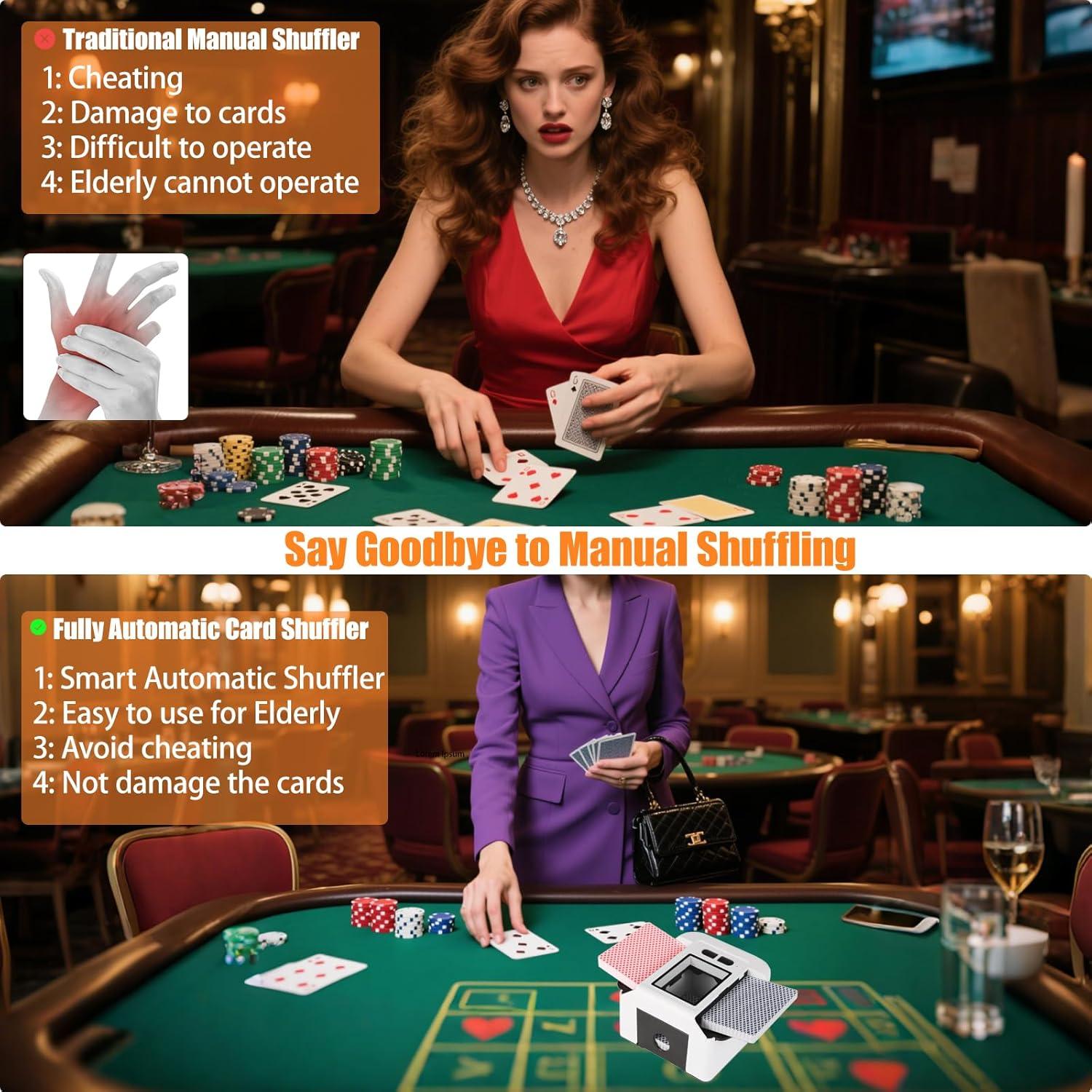 Barajador de Cartas Automático Veroral, Recargable y Silencioso