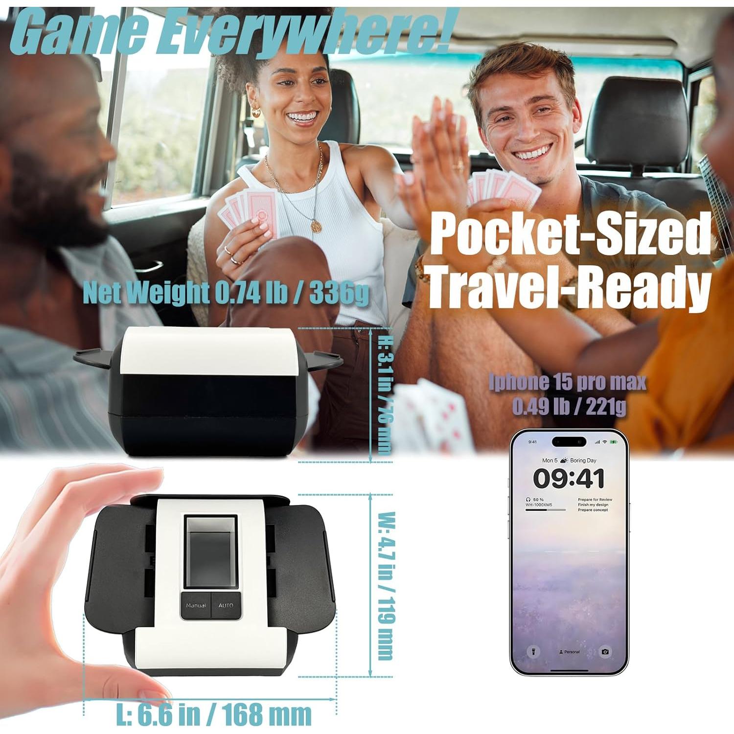 Barajador de Cartas Automático ZechnoX X1Z-2506, Batería 2000mAh