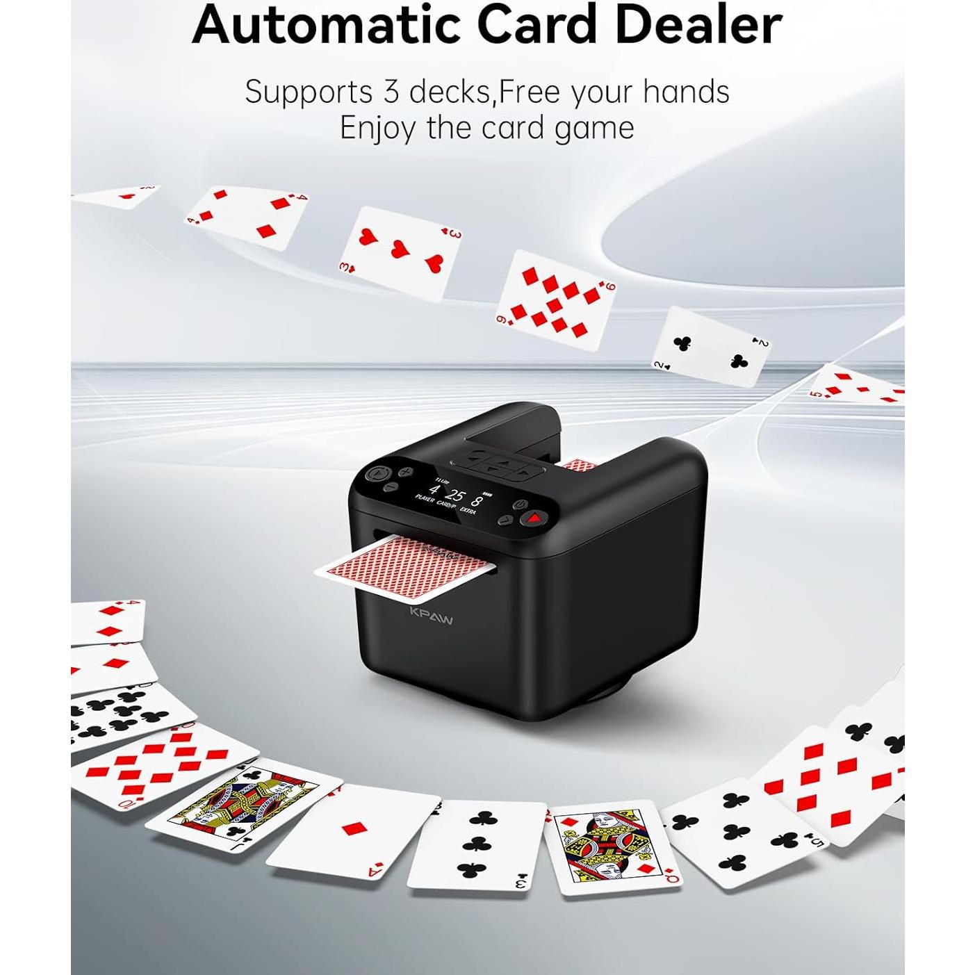 Distribuidor Automático de Cartas KPAW Negro 3 Barajas USB