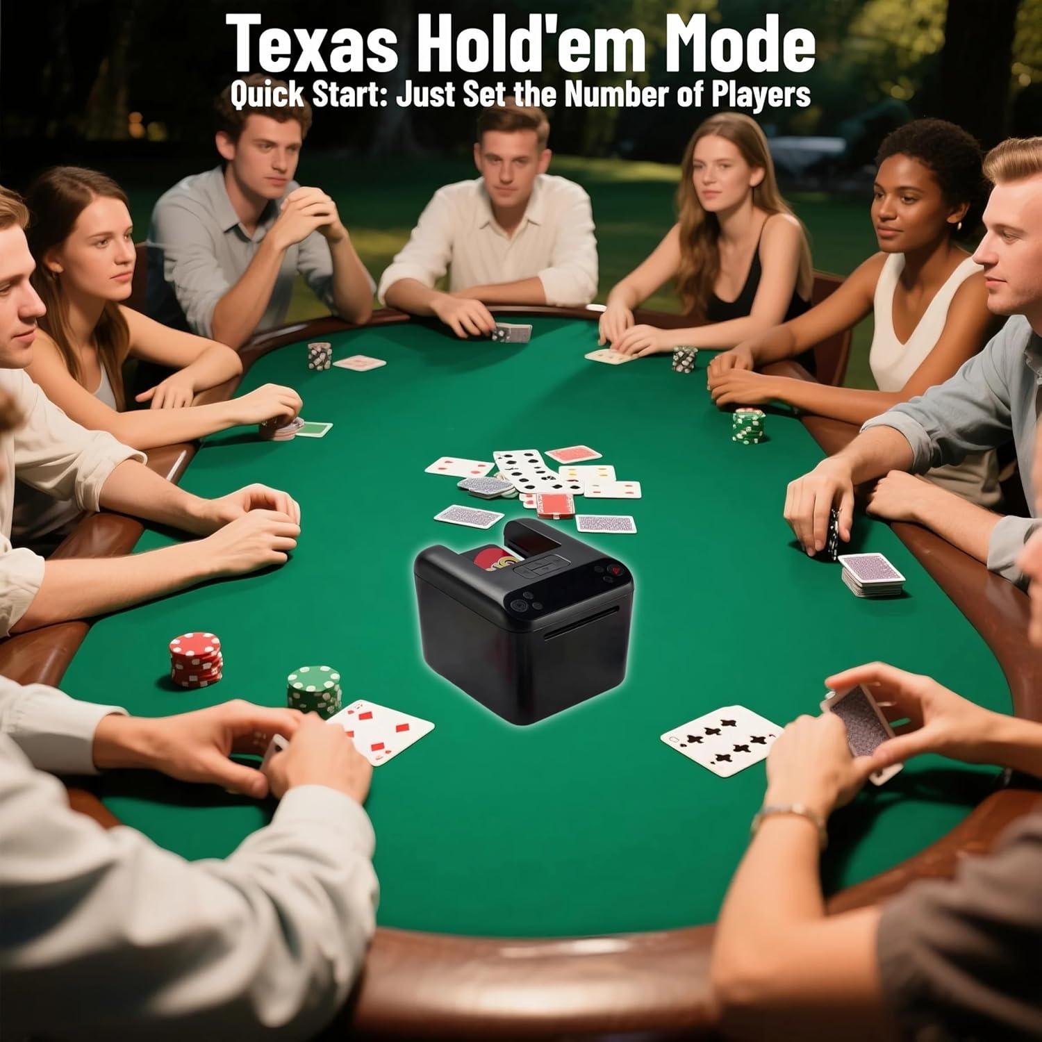 Máquina Distribuidora de Cartas Automática CUIYKAI T1, 3 Barajas, Modo Texas Hold'em