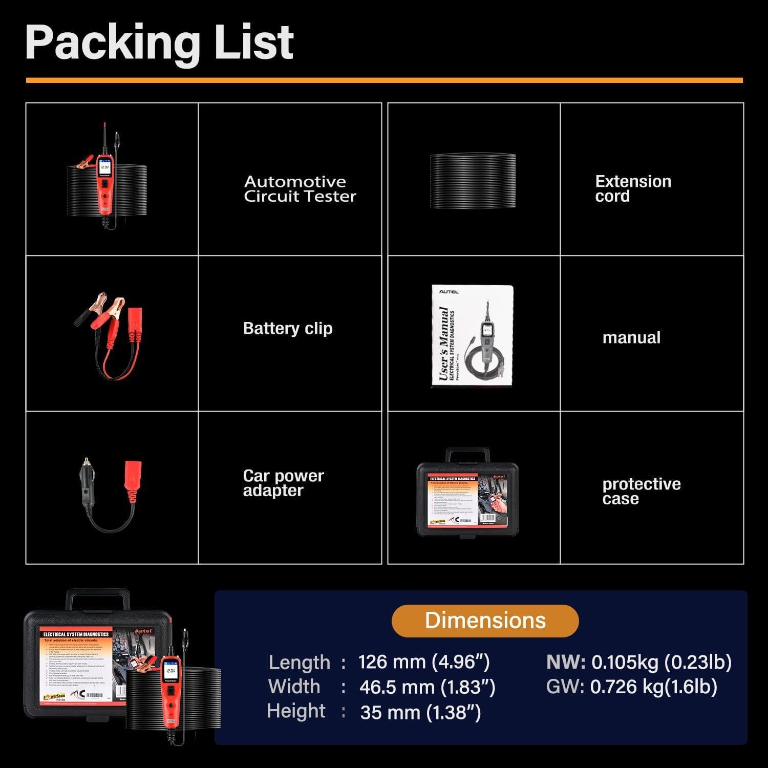 Autel PowerScan PS100 Probador de Circuito Automotriz 12-24V