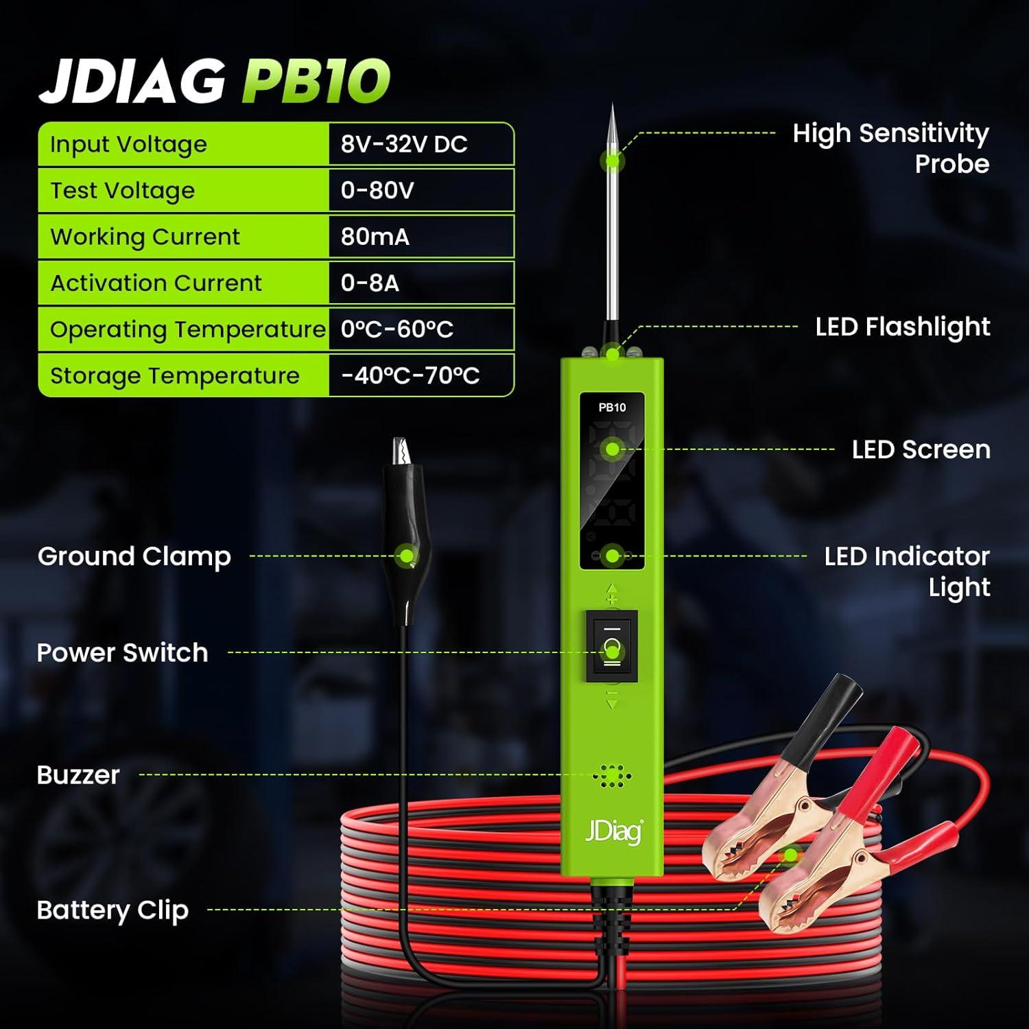 Probador de Circuitos Automotriz JDIAG PB10 0-80V Continuidad