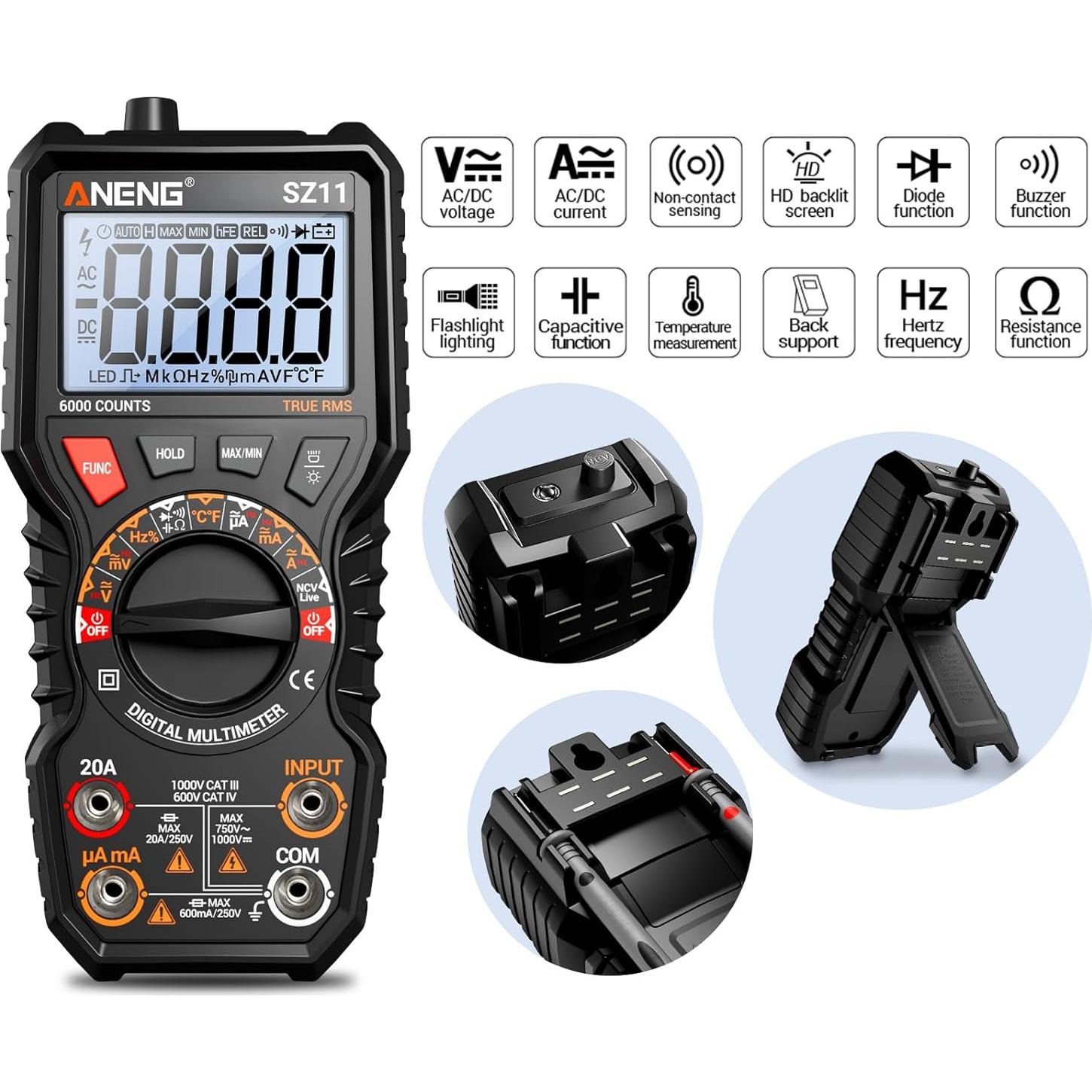 Multímetro Digital ANENG 6000 Cuentas TRMS con Imán