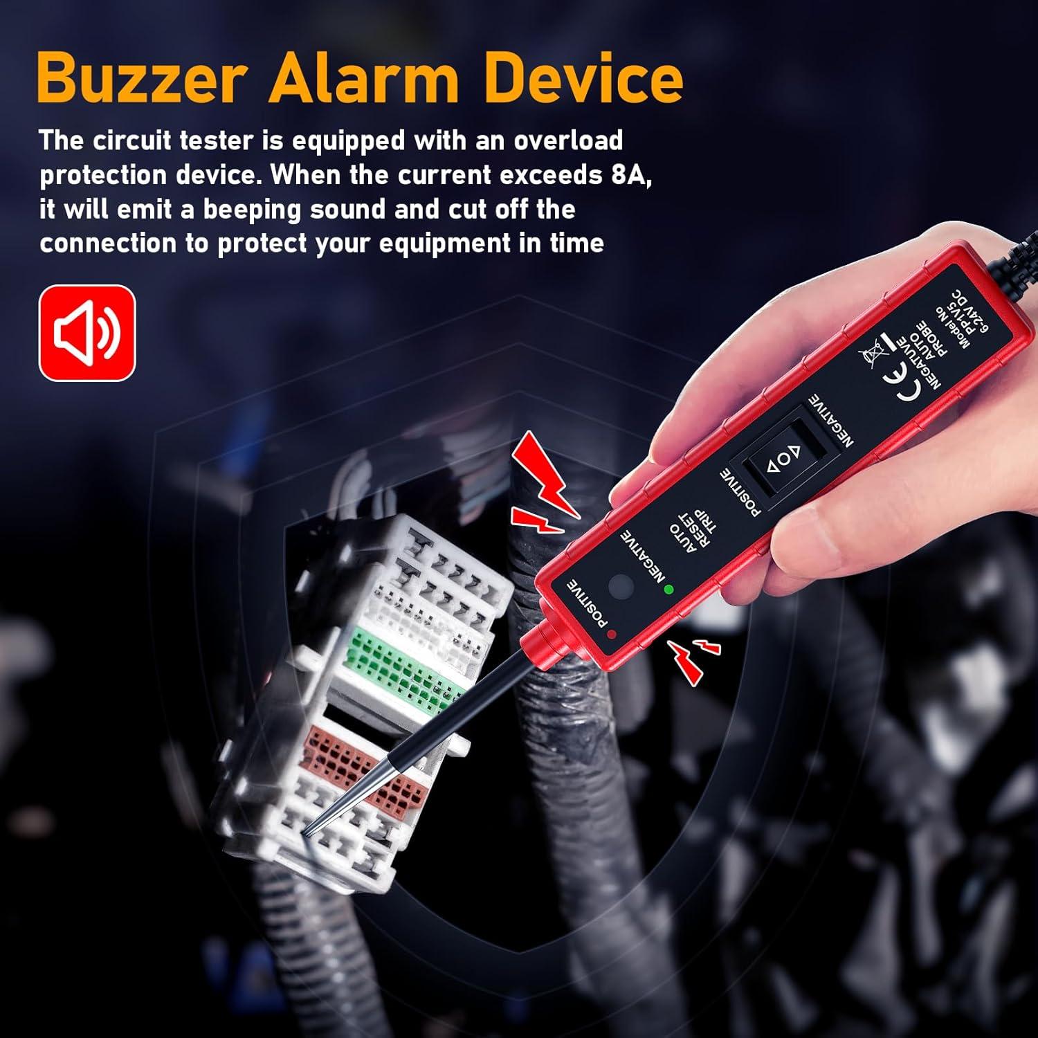 Probador de Circuito Automotriz GIVEYHOM CC0361 6-24V con Cables 4m