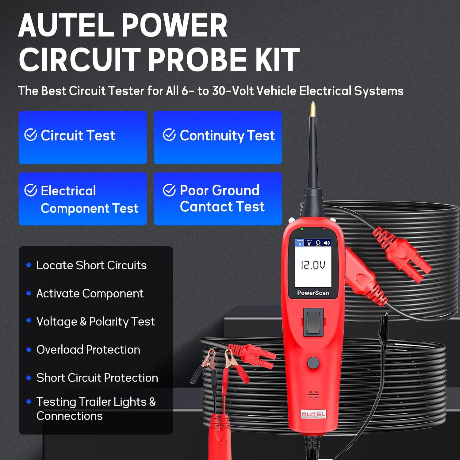 Autel PowerScan PS100 Probador de Circuito 12V 24V 6.1m