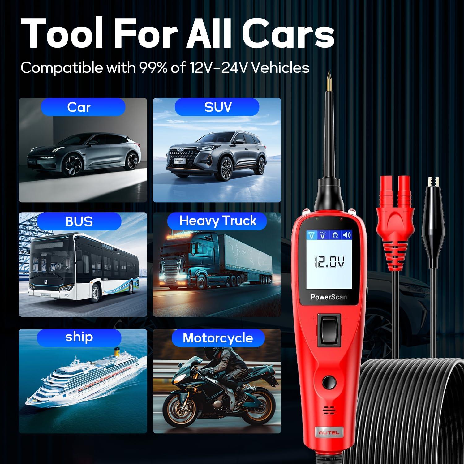 Autel PowerScan PS100 Probador de Circuito 12V 24V 6.1m