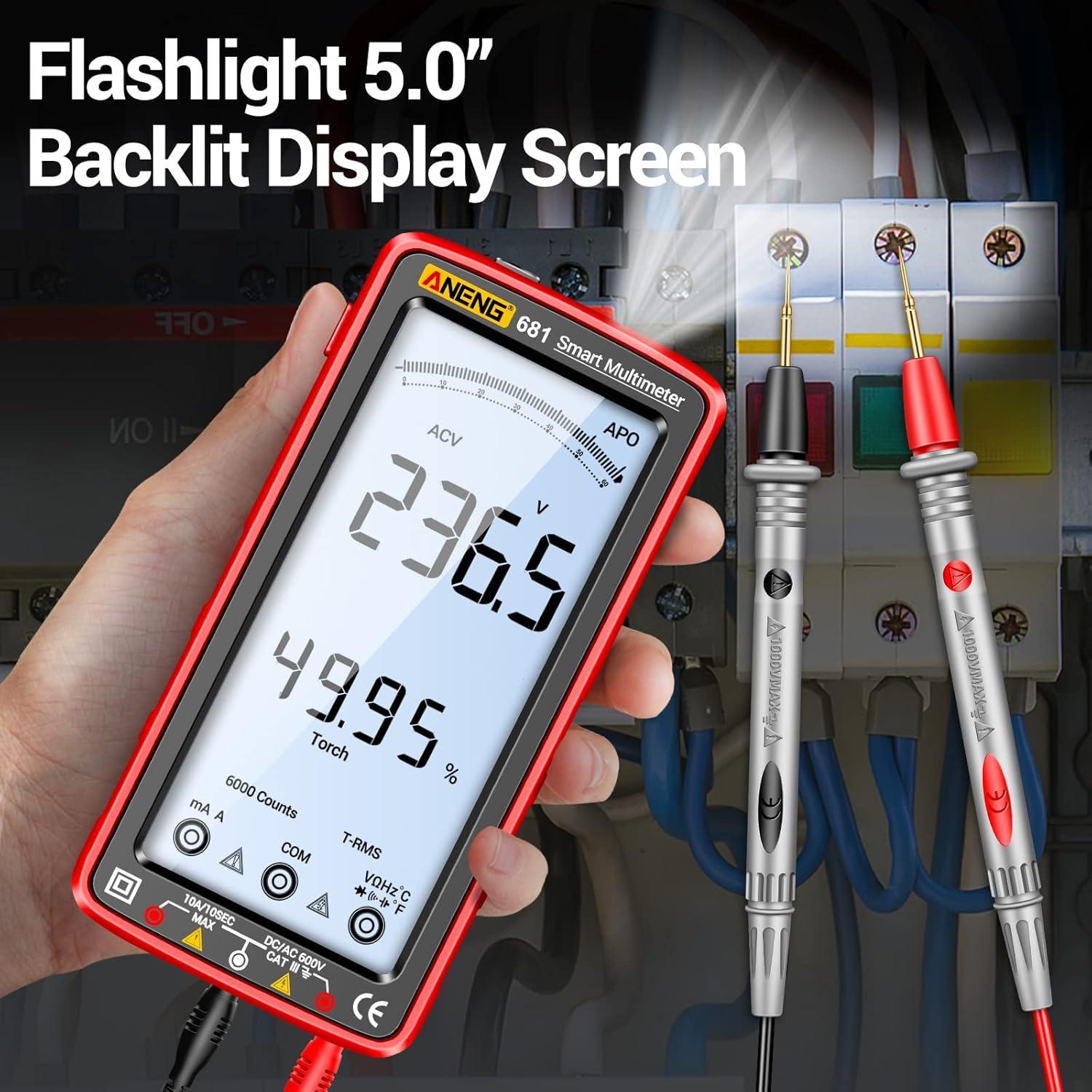 Multímetro Digital ANENG 681 TRMS 6000 Cuentas Recargable