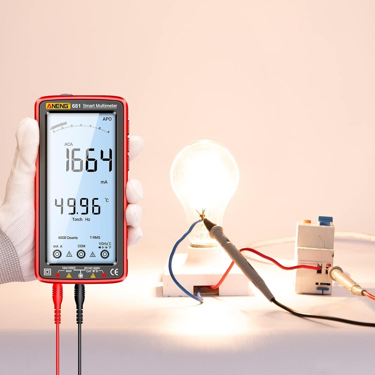 Multímetro Digital ANENG 681 TRMS 6000 Cuentas Recargable