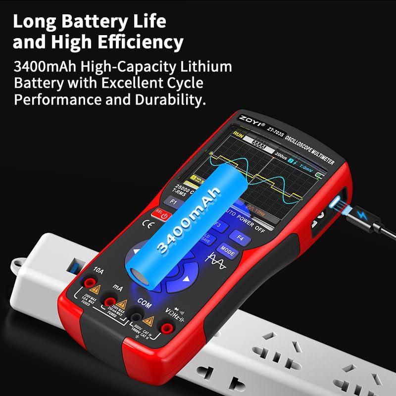 Osciloscopio ZOYI ZT-703 3 en 1 Doble Canal 50MHz Multímetro