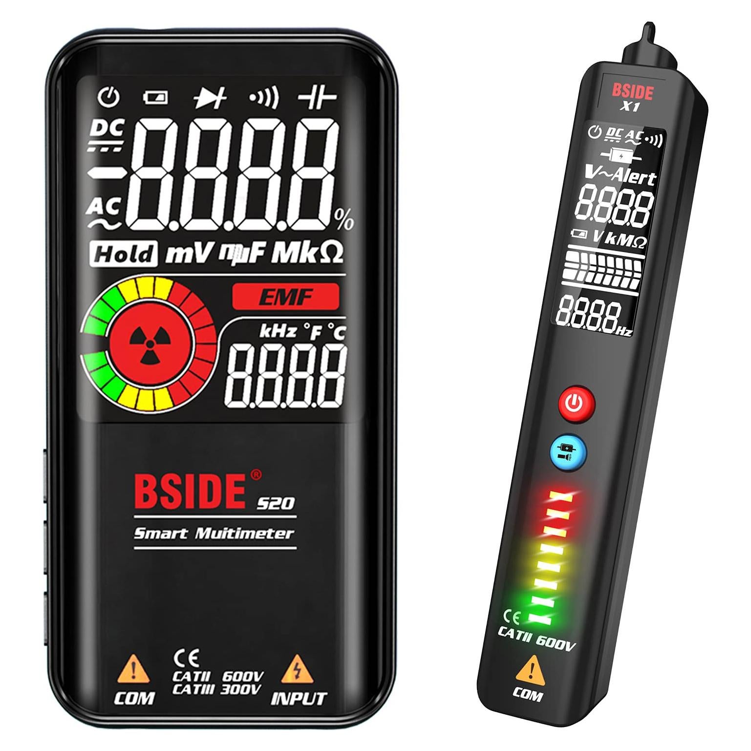 Kit de Multímetro y Probador de Voltaje BSIDE S20, Recargable