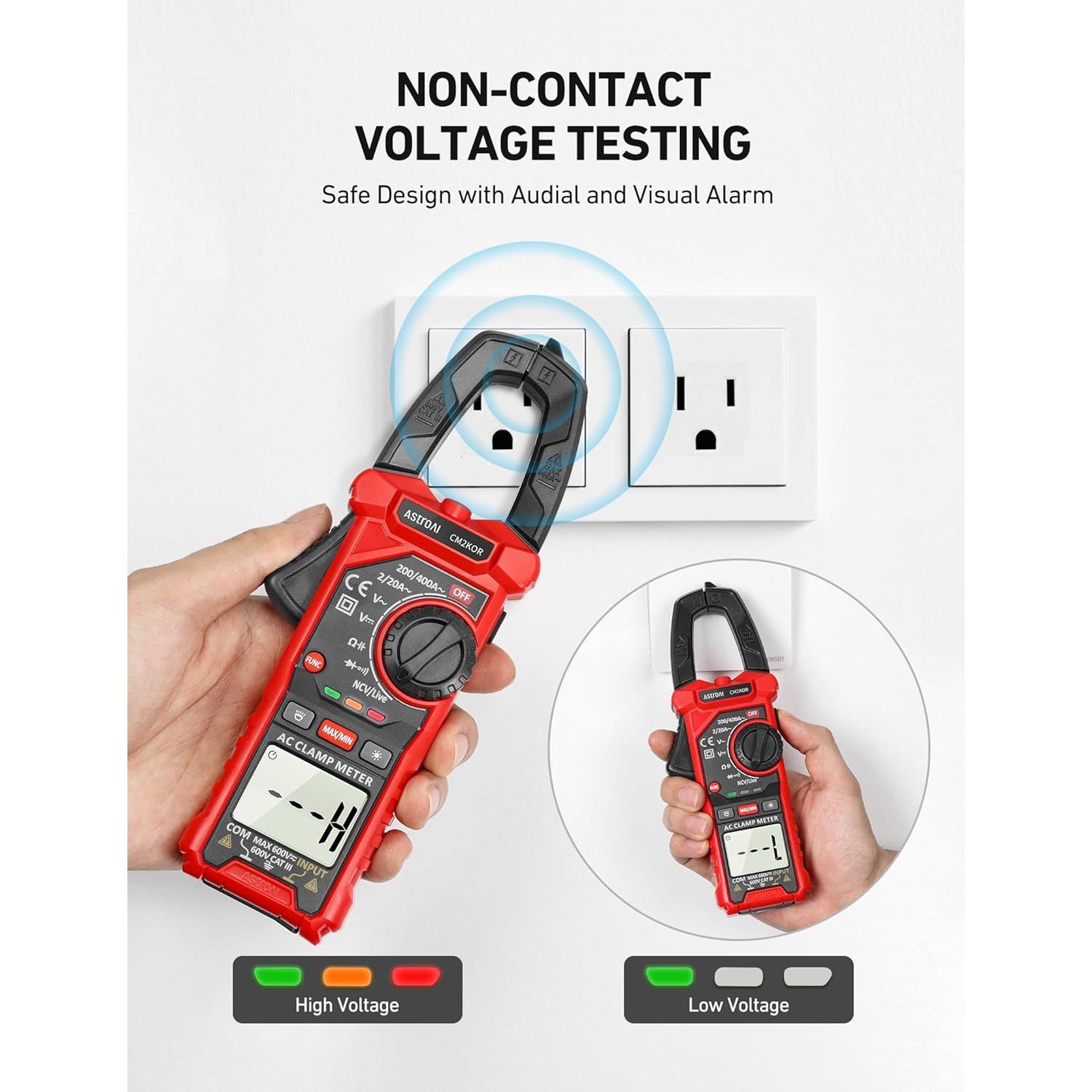 Medidor de Pinza Digital AstroAI 2000 Cuentas AC/DC Negro