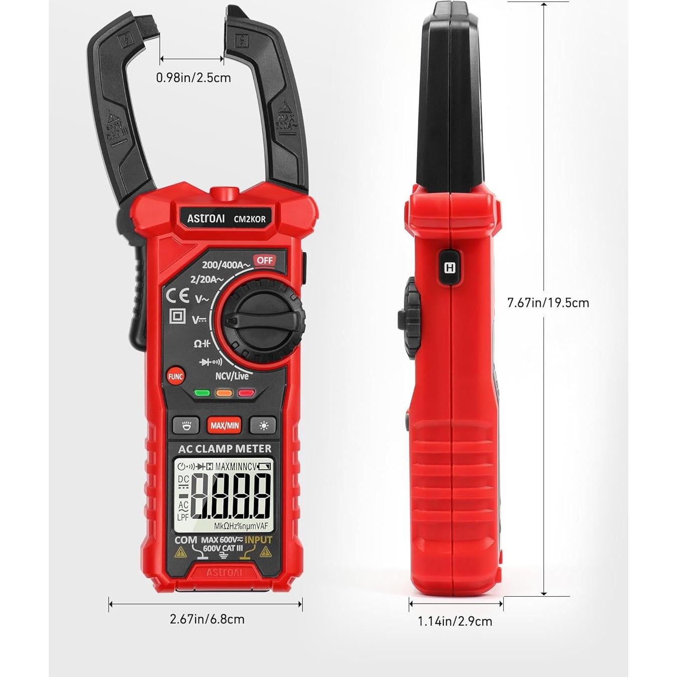 Medidor de Pinza Digital AstroAI 2000 Cuentas AC/DC Negro
