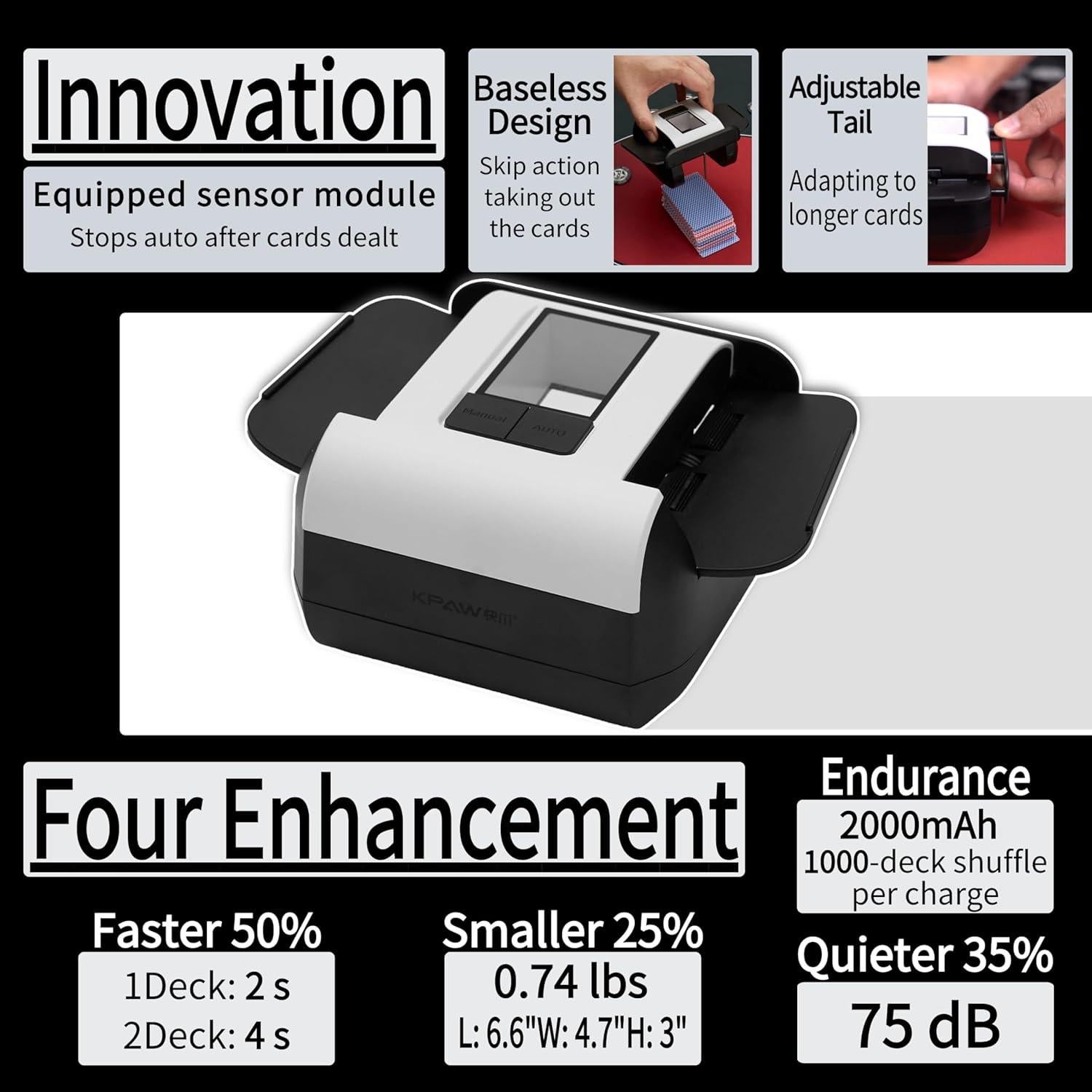 Barajadora Automática de Cartas CUIYKAI X1 Recargable 2000mAh