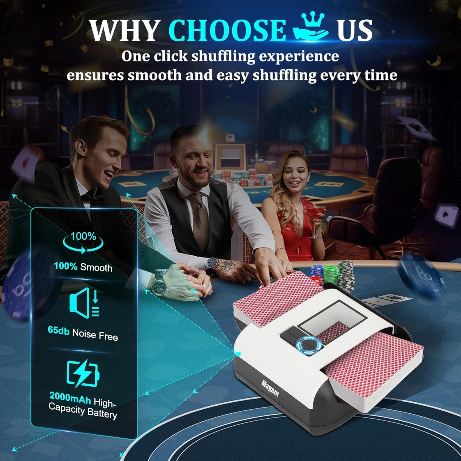 Barajador de Cartas Automático Magam - 2 Barajas, Silencioso