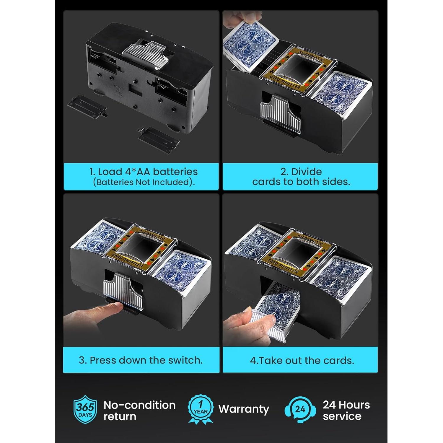 Barajador Automático de Cartas GROWNEER 1-2 Barajas Silencioso