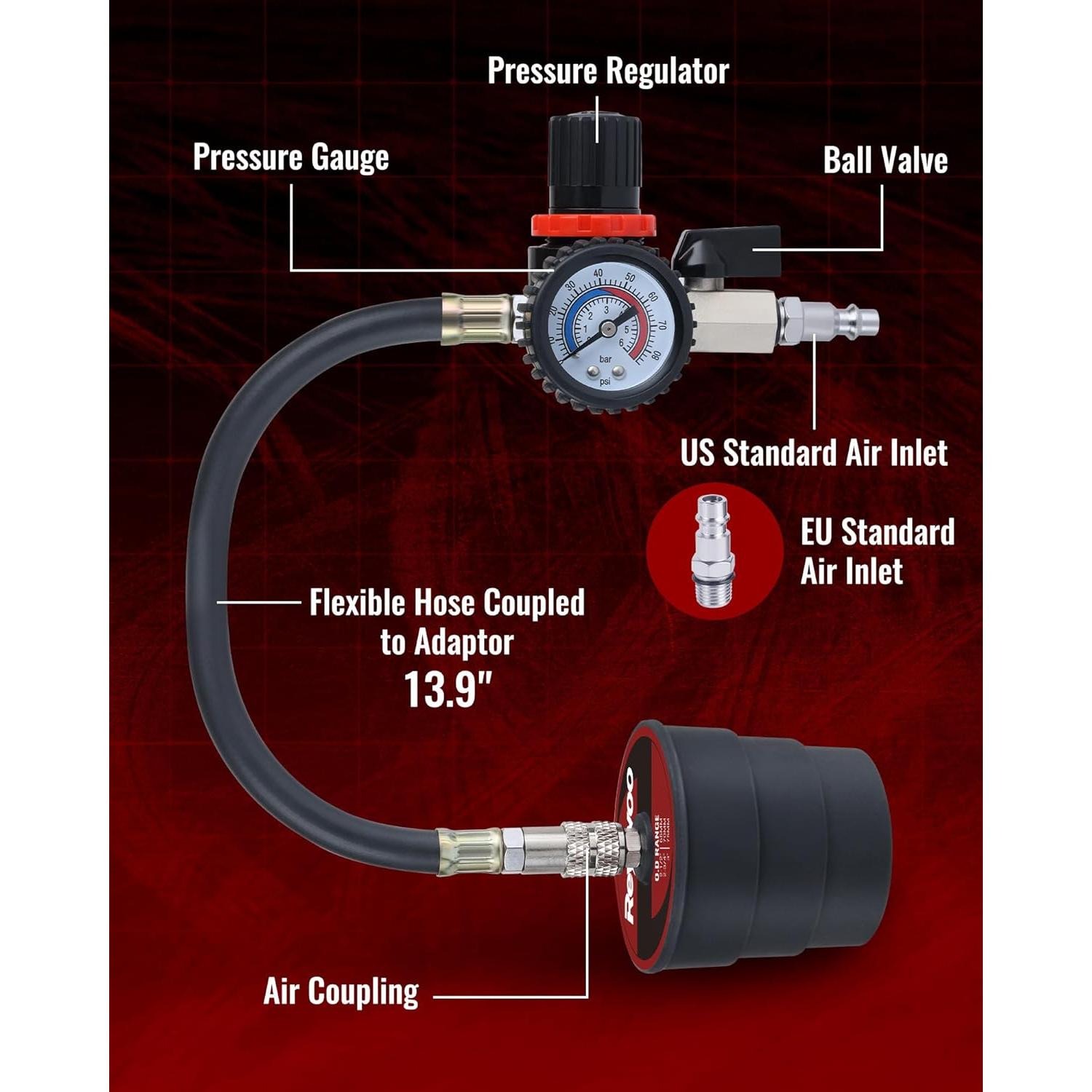 Kit de Prueba de Fugas Turbo Reywoo 10 Piezas 0-86 psi