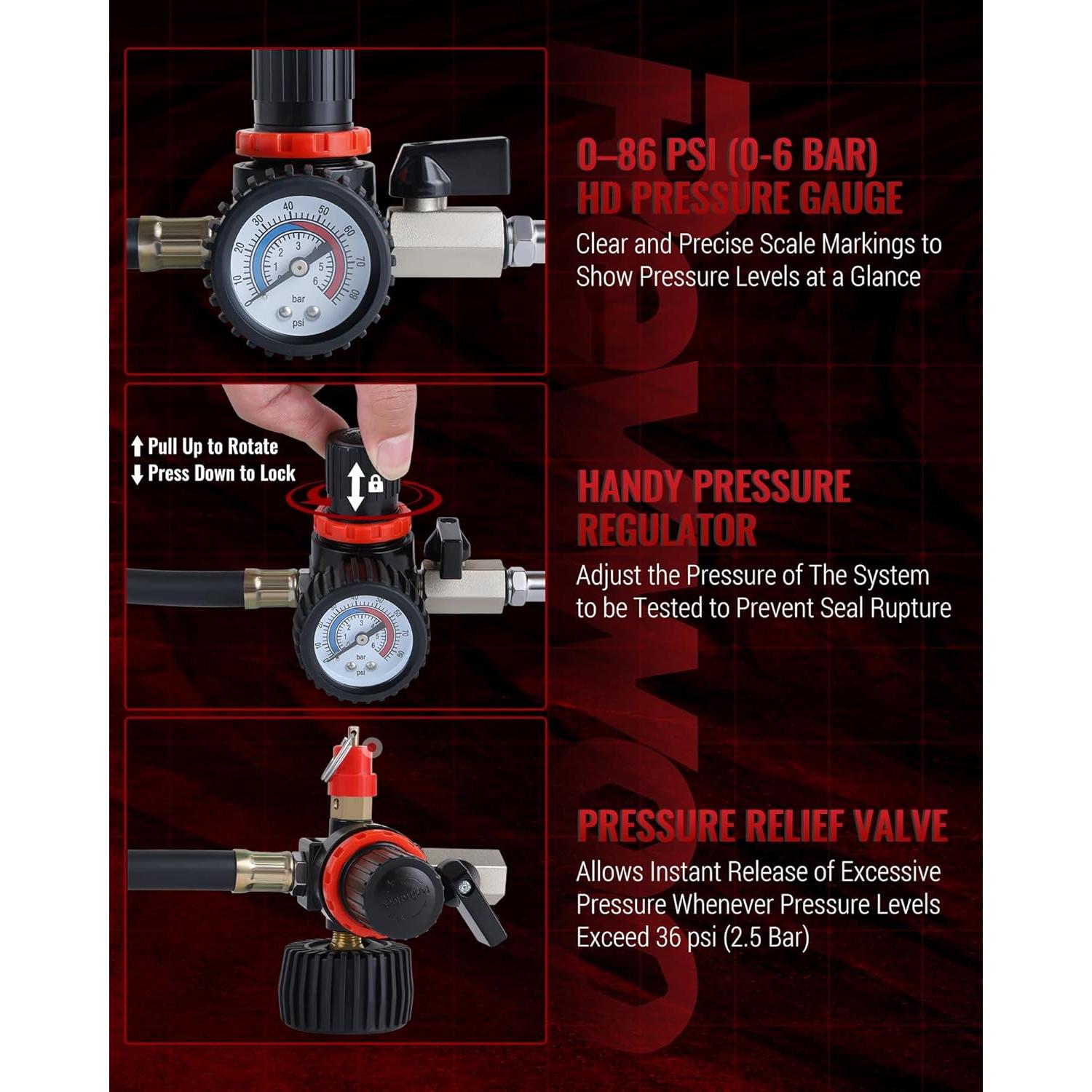 Kit de Prueba de Fugas Turbo Reywoo 10 Piezas 0-86 psi